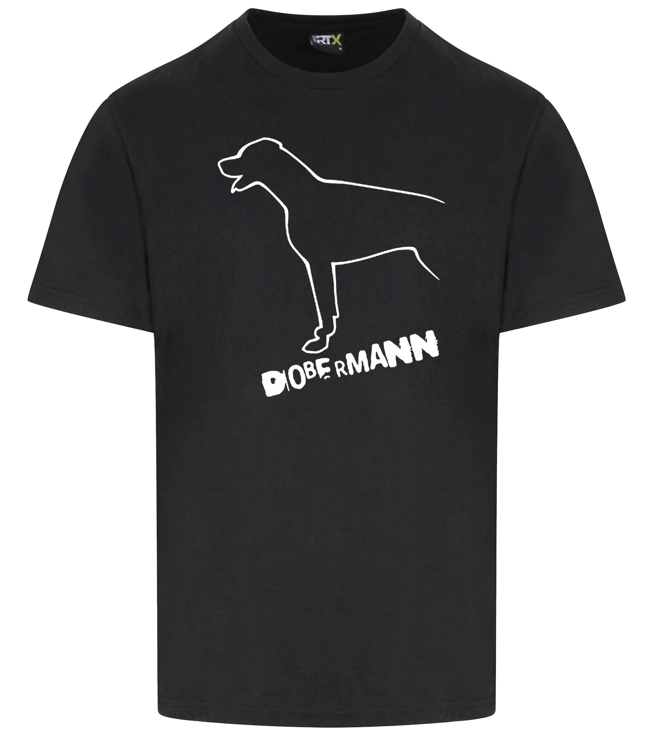 Dobermann (Outline) Unisex Roundneck T-Shirt – Timeless Style for Dobermann Enthusiasts