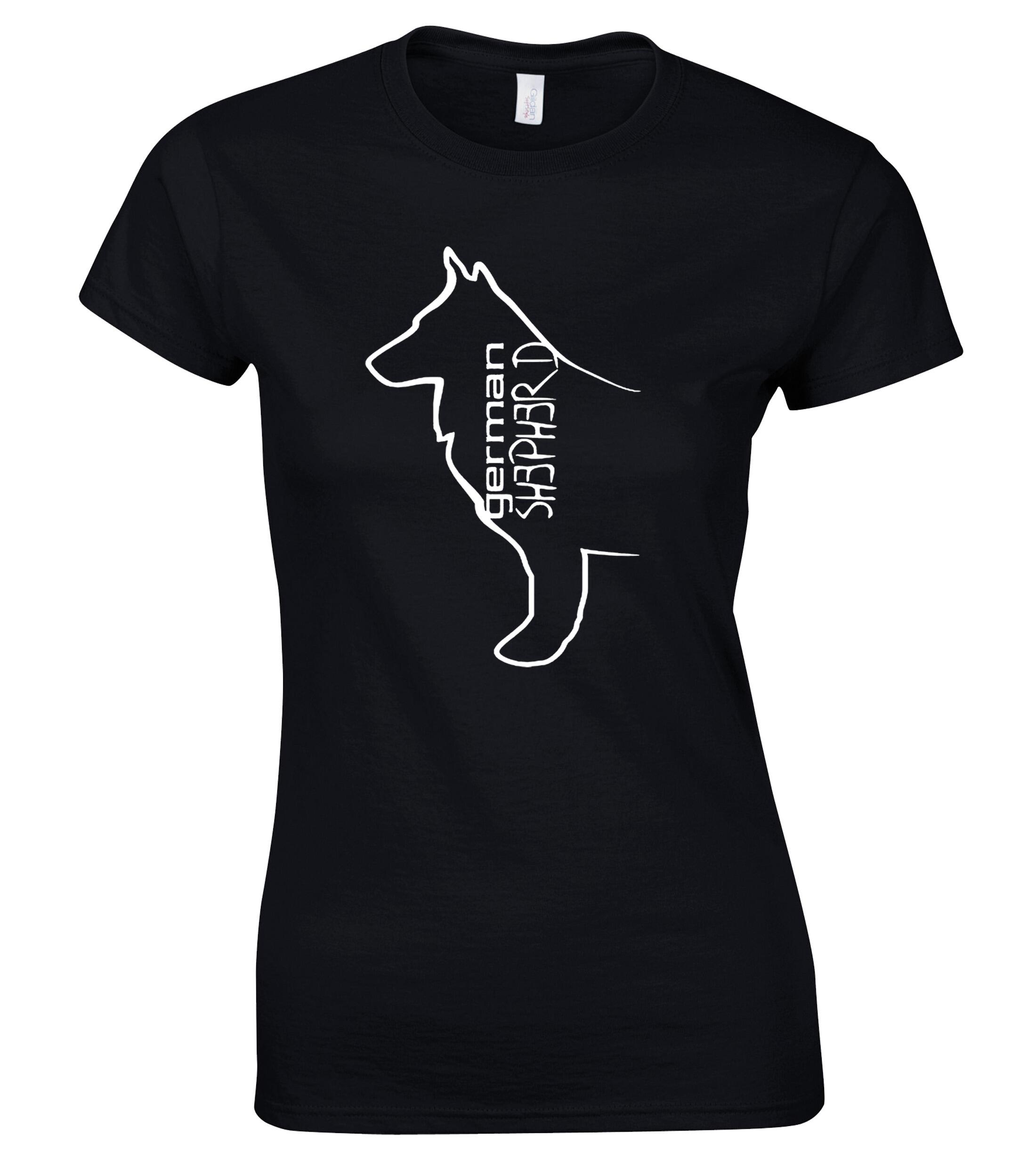 German Shepherd Outline Female Roundneck T-shirt – Style for Every Shepherd Enthusiast