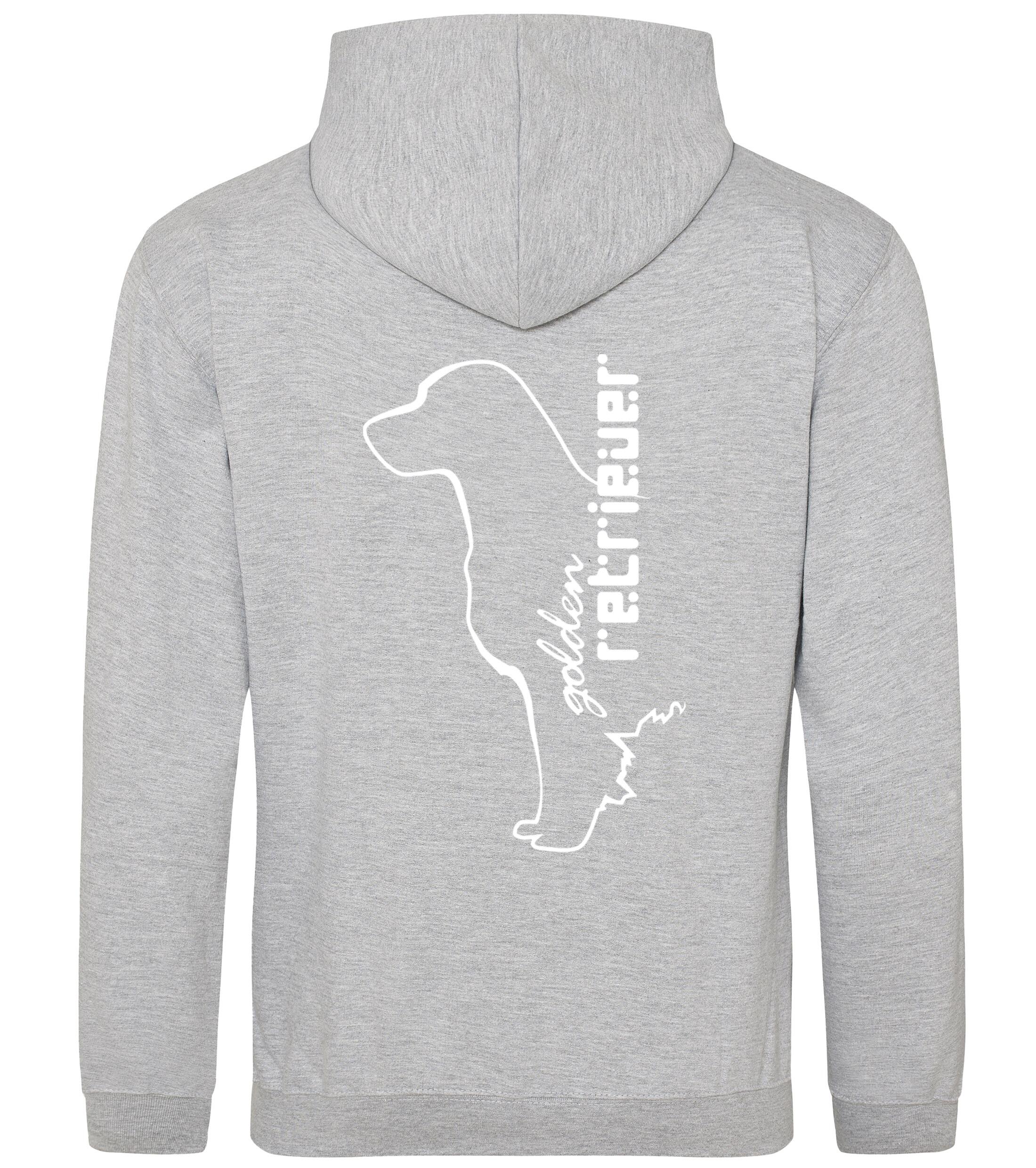 Pullover hoodie featuring an exclusive Golden Retriever design and paw prints, crafted from heavy-blend fabric with a cozy fleece interior, perfect for dog lovers and outdoor comfort.