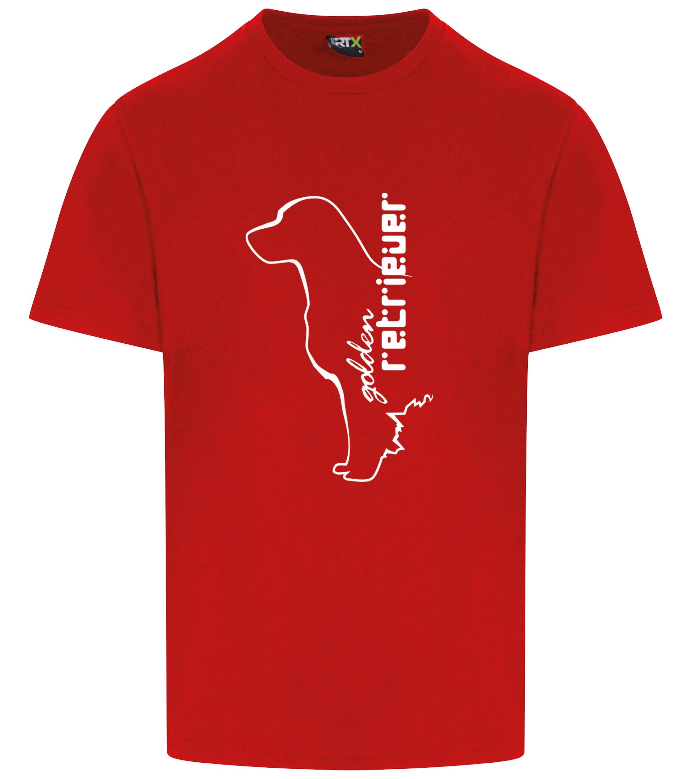 Unisex Roundneck T-shirt with a detailed Golden Retriever graphic, crafted from soft cotton for breathable comfort and featuring a relaxed, versatile fit suitable for all genders.