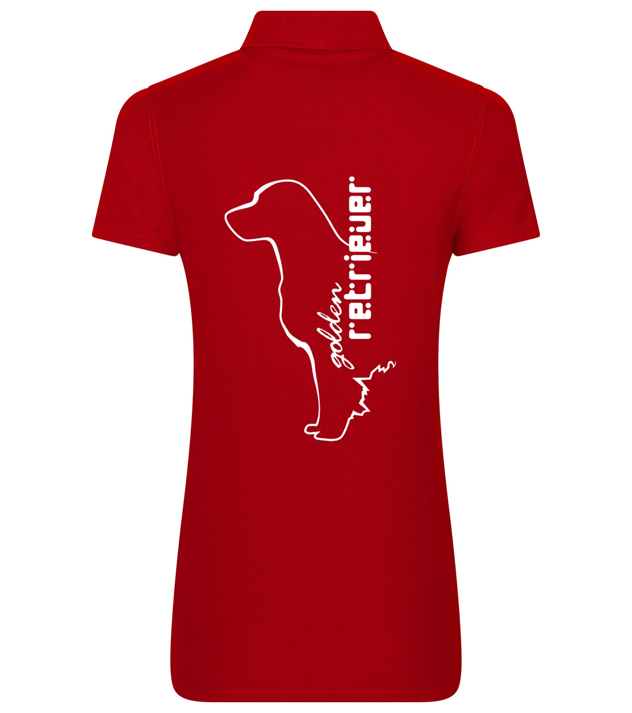 Women’s Cotton Polo with a detailed Golden Retriever graphic, crafted from breathable cotton fabric for lightweight comfort, featuring a structured collar and feminine fit for timeless style.