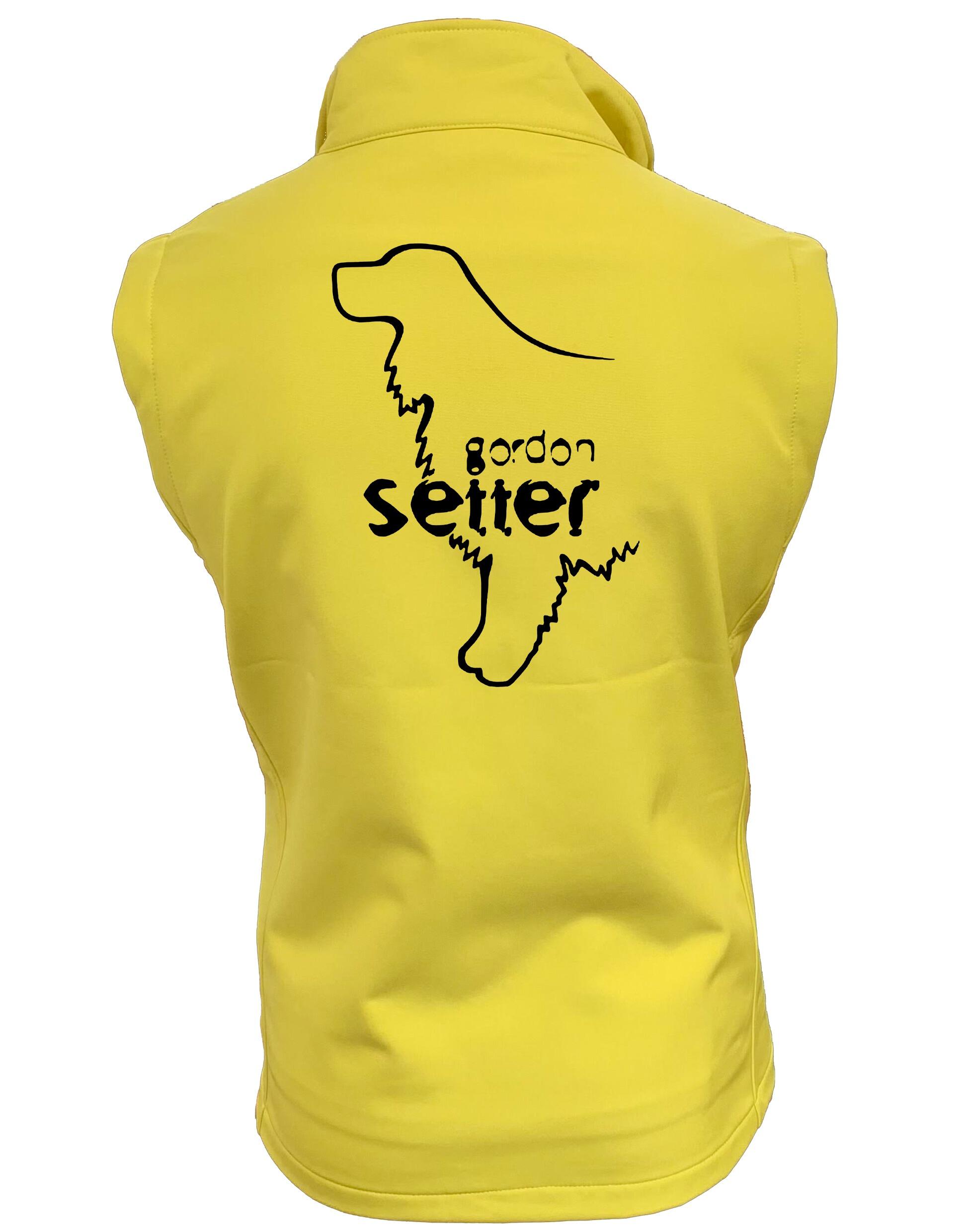 Women’s Softshell Gilet with exclusive Gordon Setter design, tailored fit, water-resistant fabric, and customization options for personalized style.