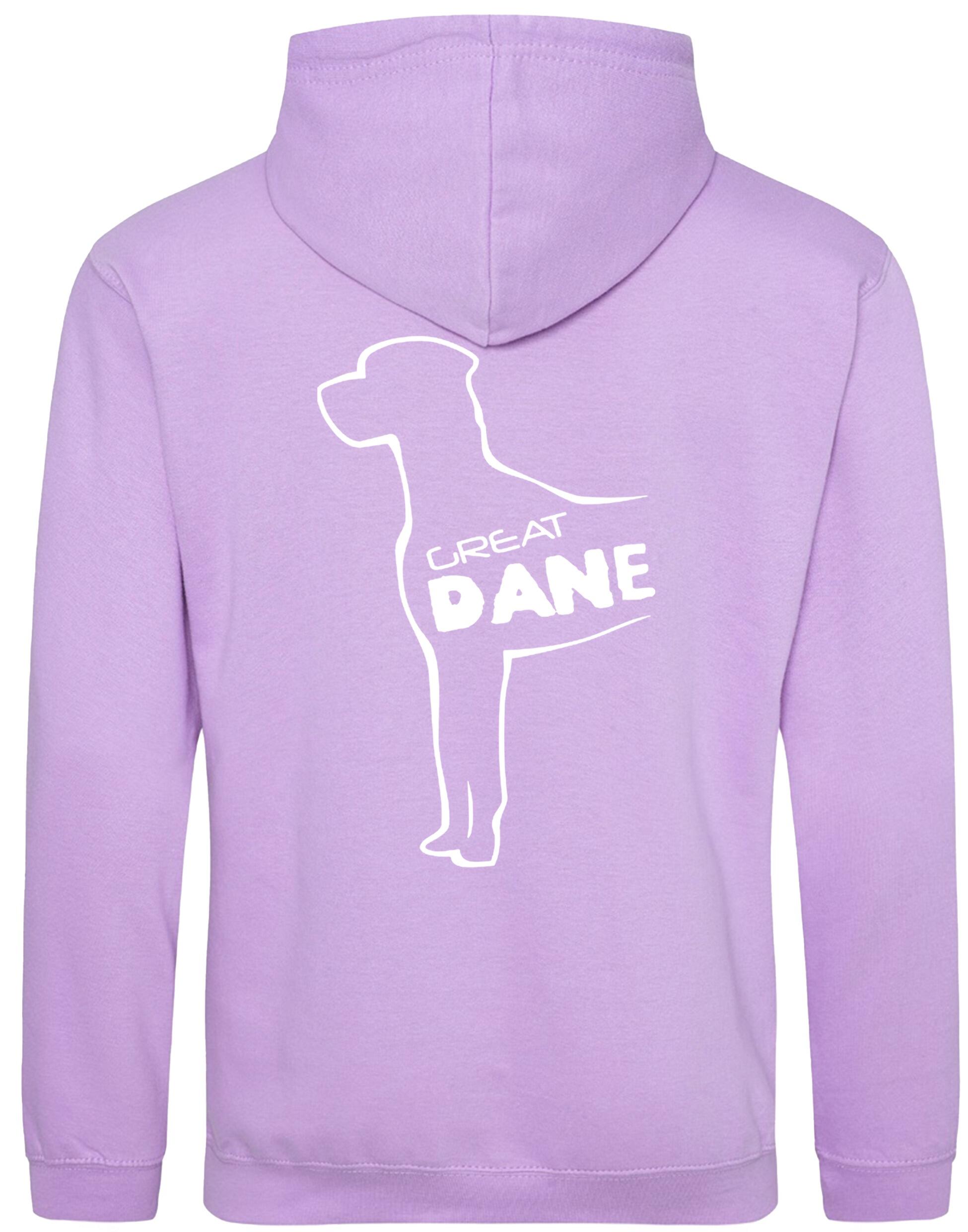 Pullover hoodie featuring exclusive Great Dane artwork, crafted from heavy-blend fabric with fleece lining, kangaroo pocket, and customizable design options.