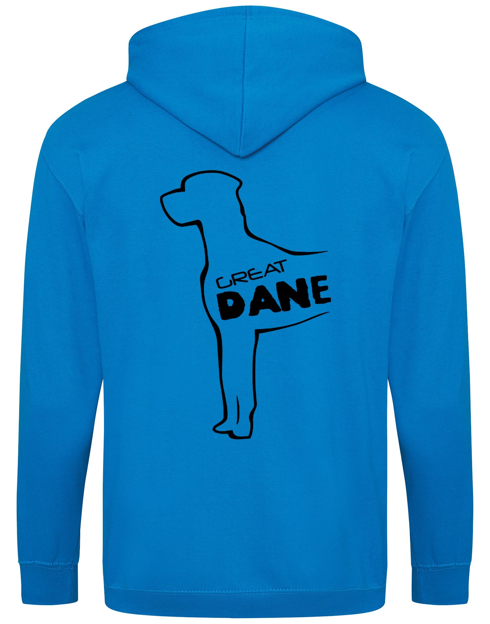 Zipped hoodie featuring exclusive Great Dane artwork, crafted from heavy-blend fabric with a brushed fleece interior, full-zip closure, and spacious front pockets.