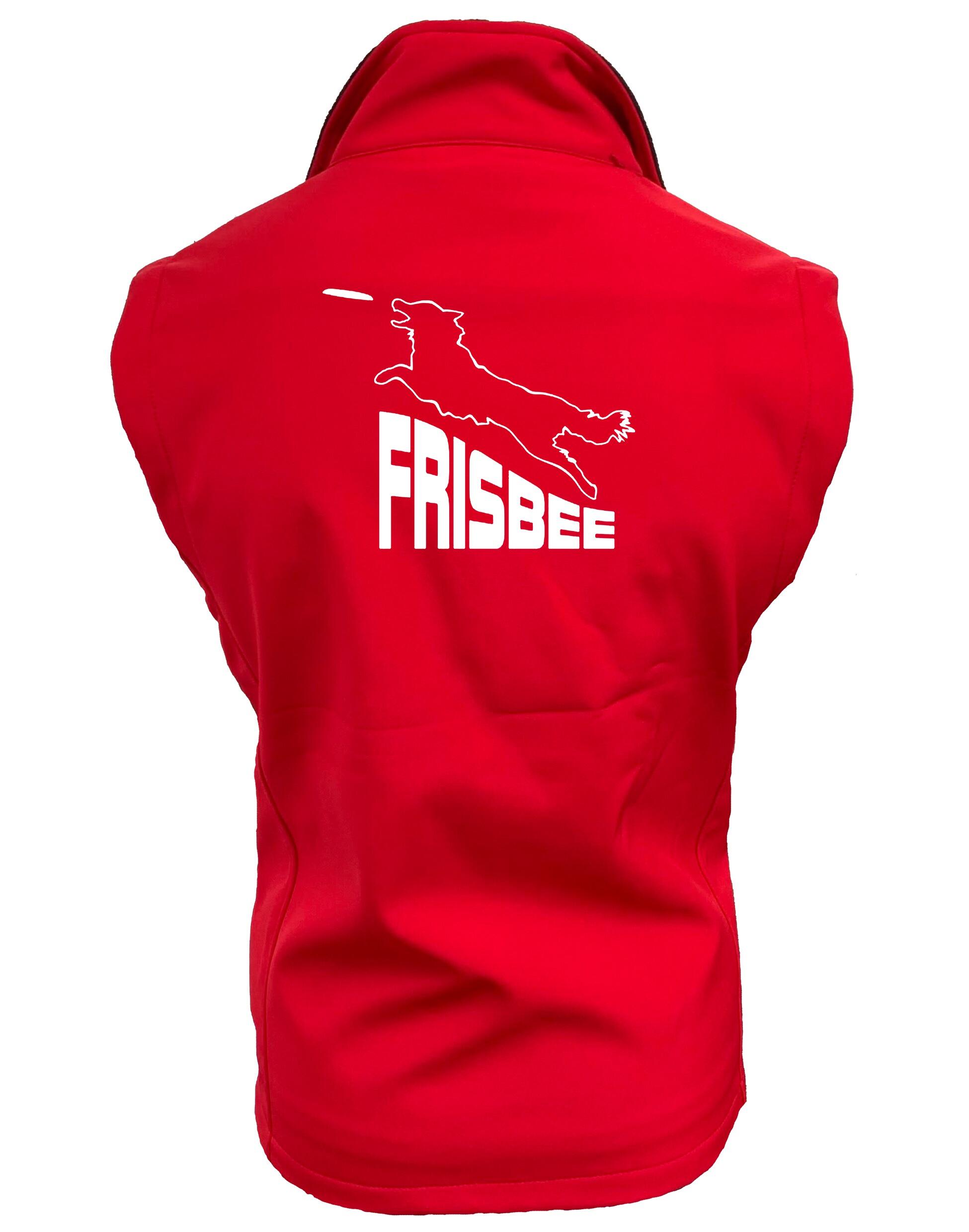 Frisbee Unisex Softshell Gilet – Lightweight, water-resistant gilet with fleece lining and exclusive Frisbee-themed artwork, designed for all genders to combine style and functionality.