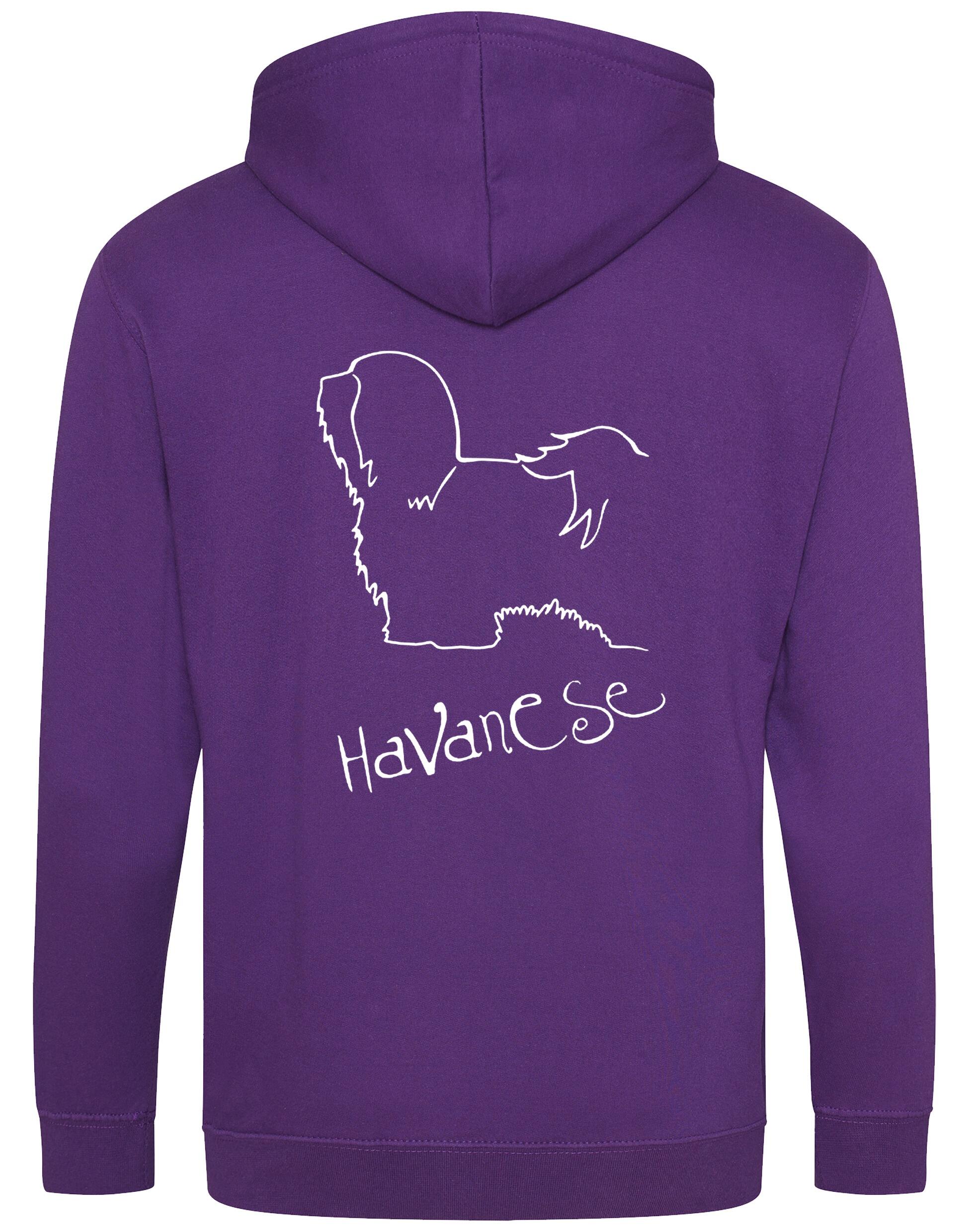 Havanese Zipped Hoodie – Cozy and stylish full-zip hoodie featuring exclusive Havanese artwork, perfect for breed enthusiasts.