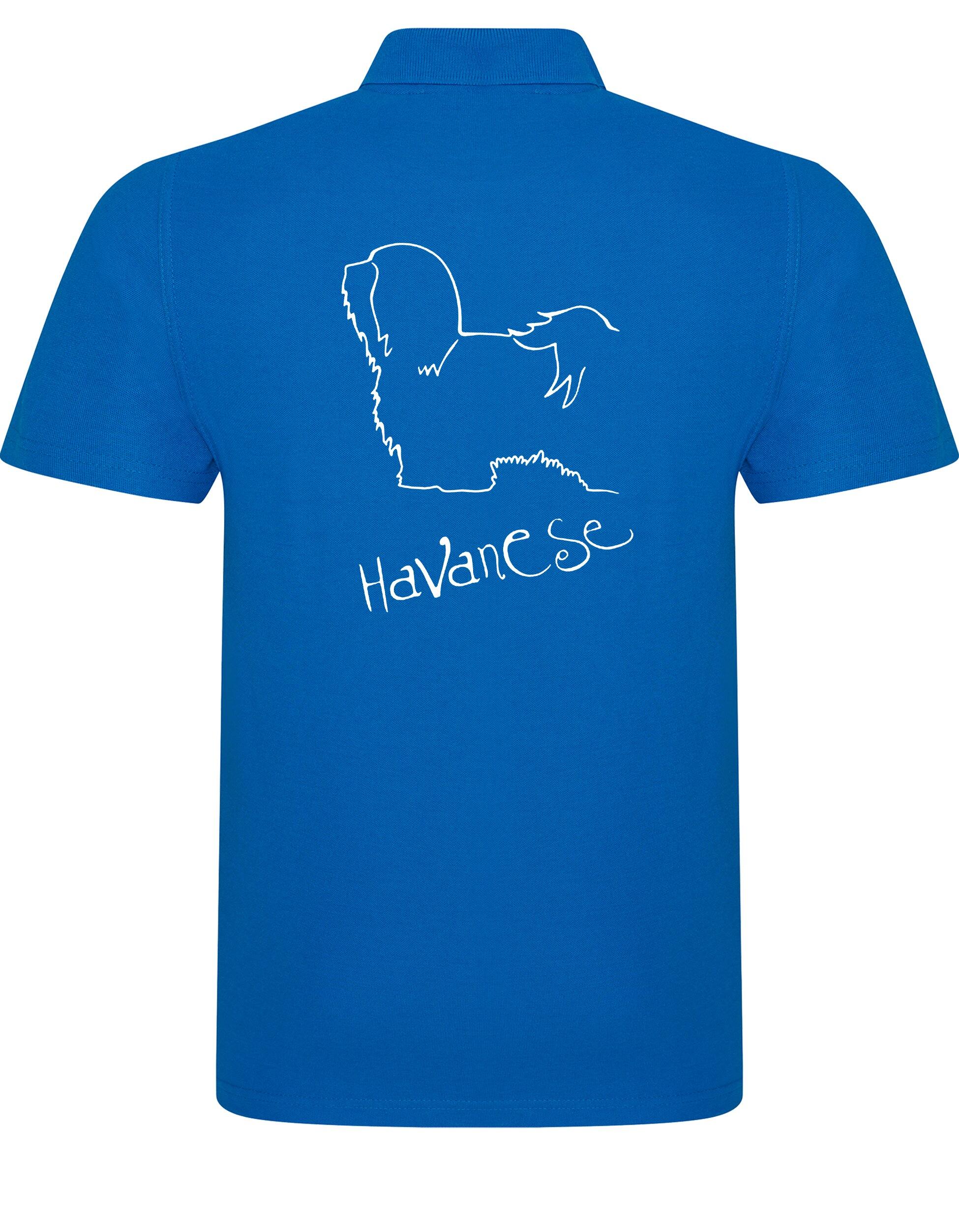 Unisex cotton polo featuring a detailed Havanese graphic – comfortable and stylish apparel for Havanese lovers.