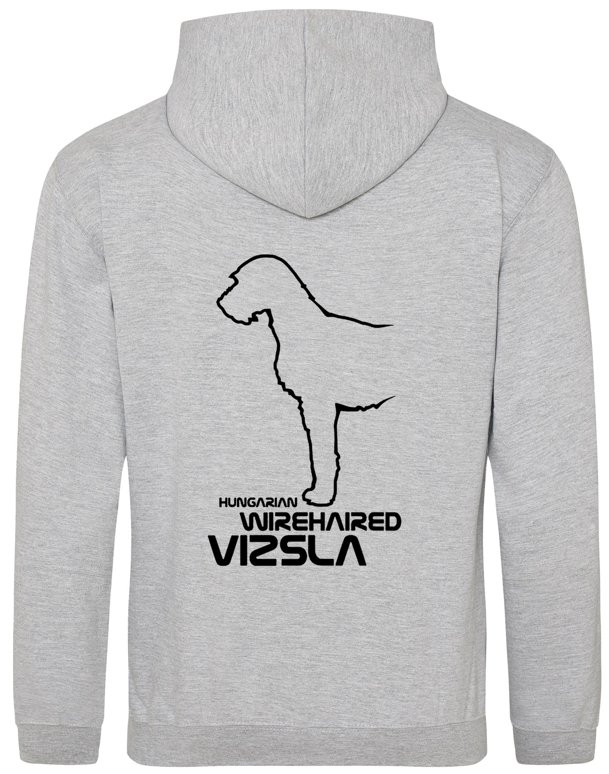 Hungarian Wirehaired Vizsla Design Pullover Hoodie with exclusive artwork, cozy fleece lining, and customizable options for breed lovers.