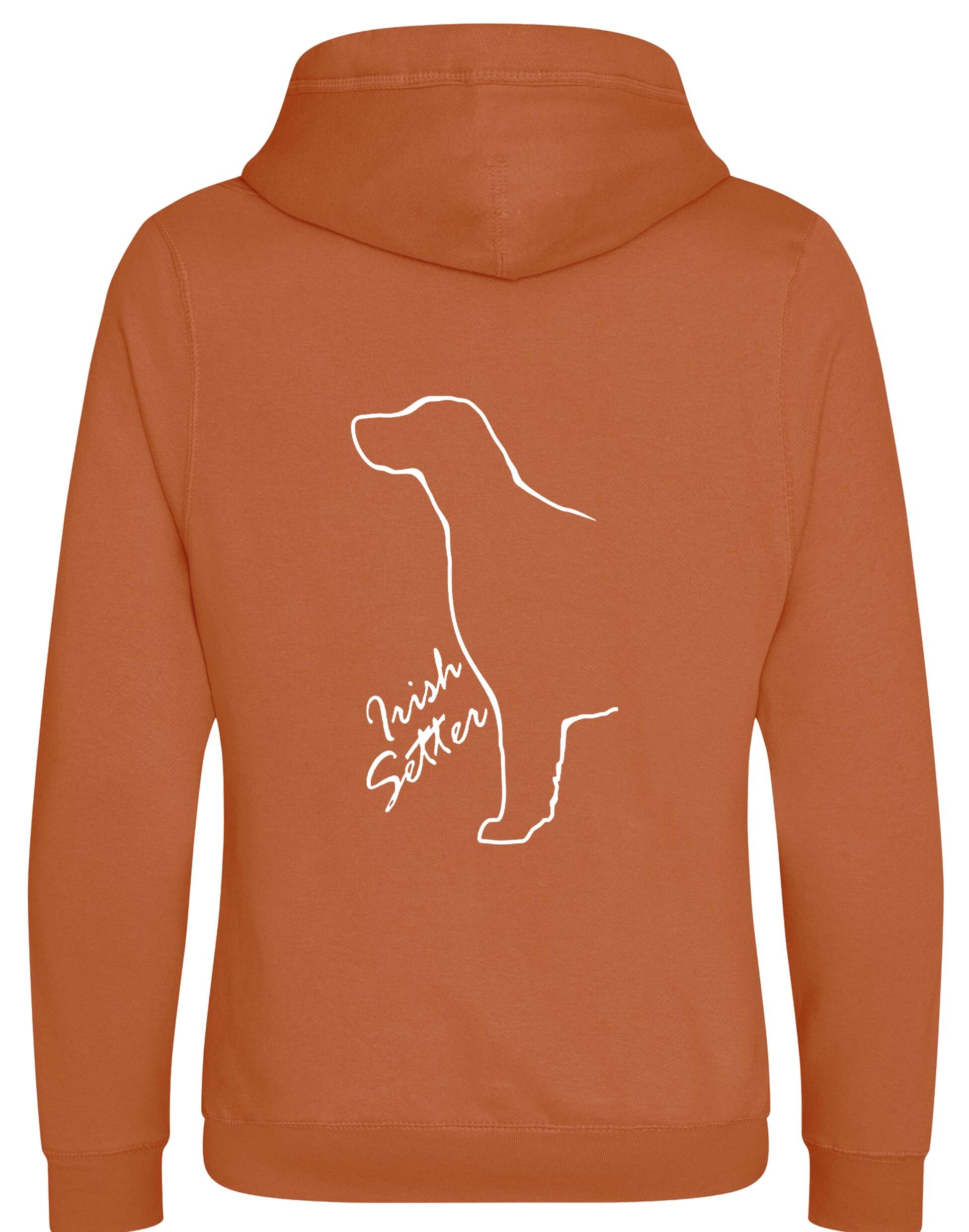 Irish Setter Crossneck Pullover Hoodie featuring detailed breed artwork, brushed fleece interior, and a modern crossneck design.