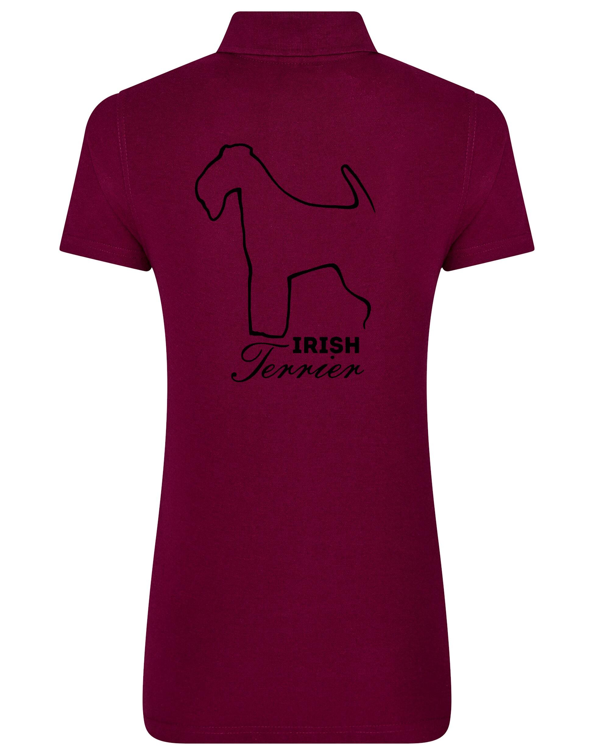 Women's Cotton Polo featuring exclusive Irish Terrier design, made from soft, breathable cotton for comfort and style.
