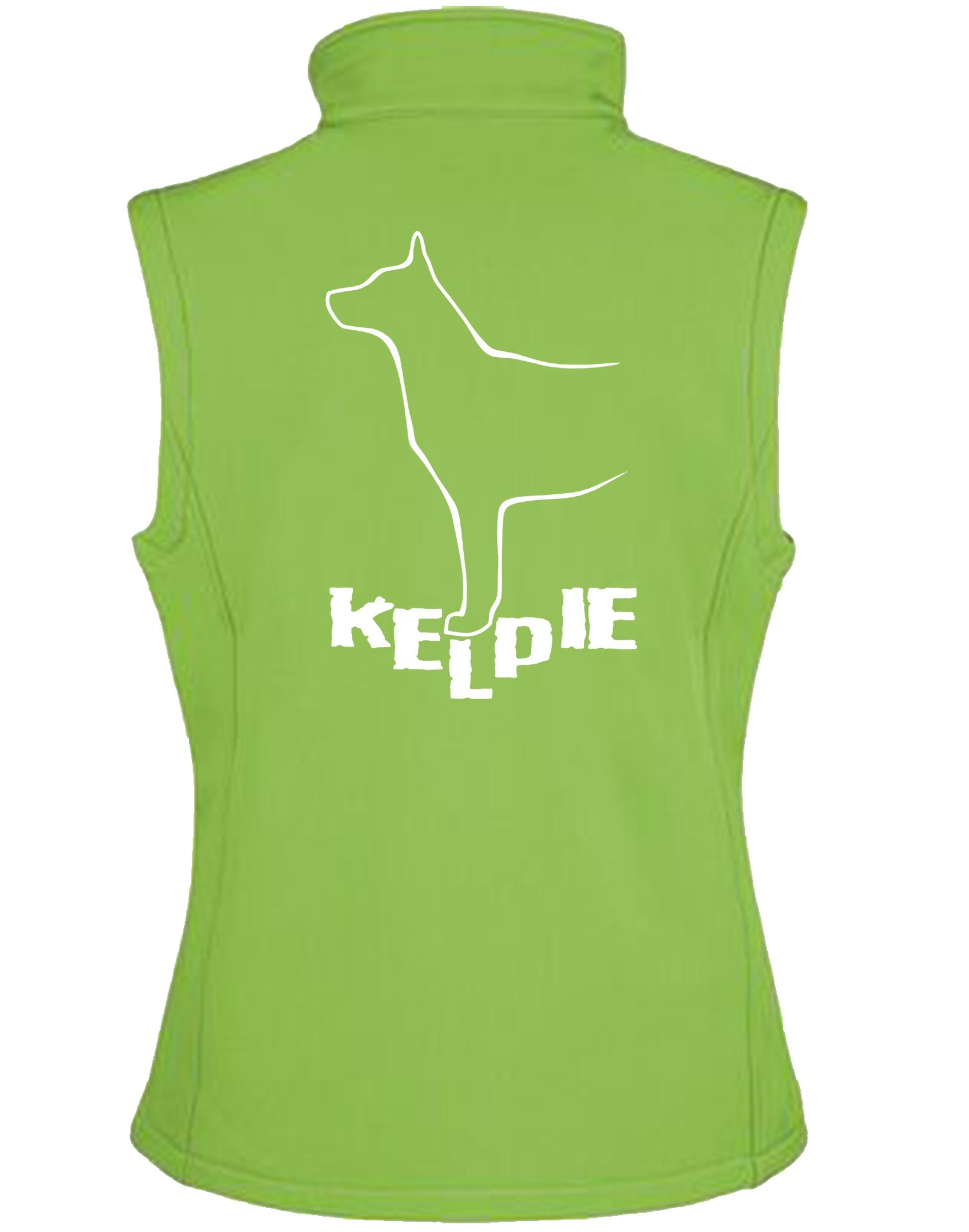 Kelpi Unisex Softshell Gilet with water-resistant fabric, cozy fleece lining, and exclusive Kelpi-inspired artwork, perfect for dog enthusiasts and outdoor adventures.