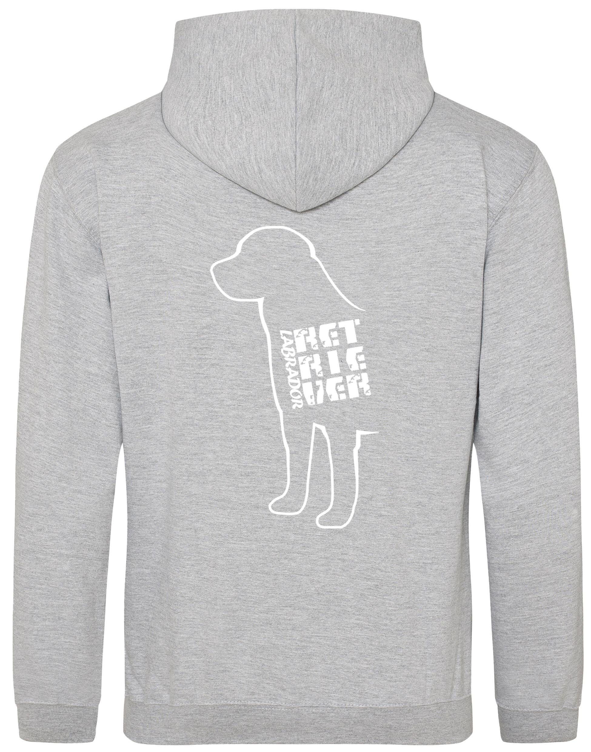 Pullover hoodie with exclusive Labrador Retriever artwork, featuring a brushed fleece interior, kangaroo pocket, and personalization options for ultimate comfort and style.