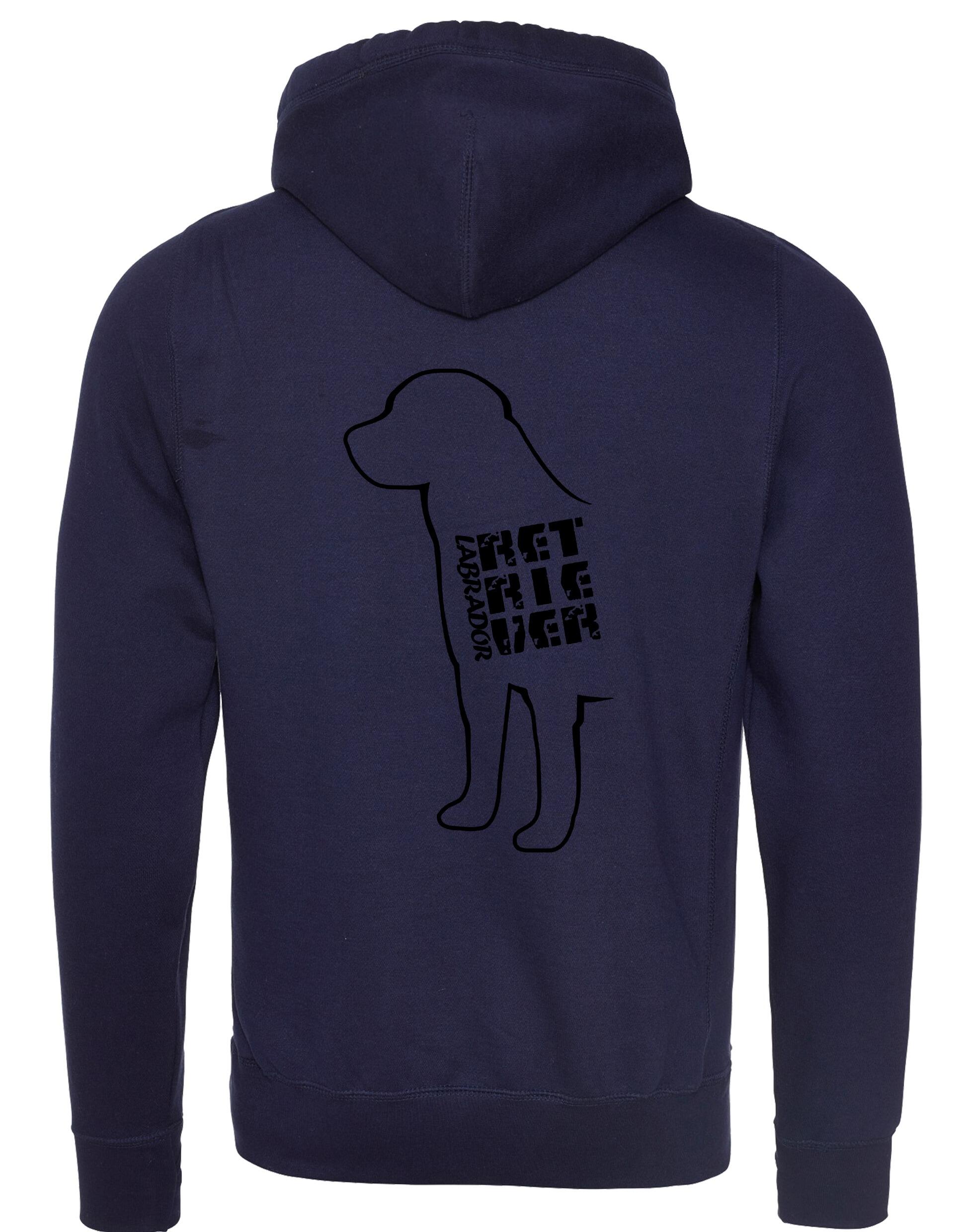 Unisex crossneck pullover hoodie featuring exclusive Labrador Retriever artwork on the back, crafted from heavy-blend fabric with a brushed fleece interior and practical kangaroo pocket.