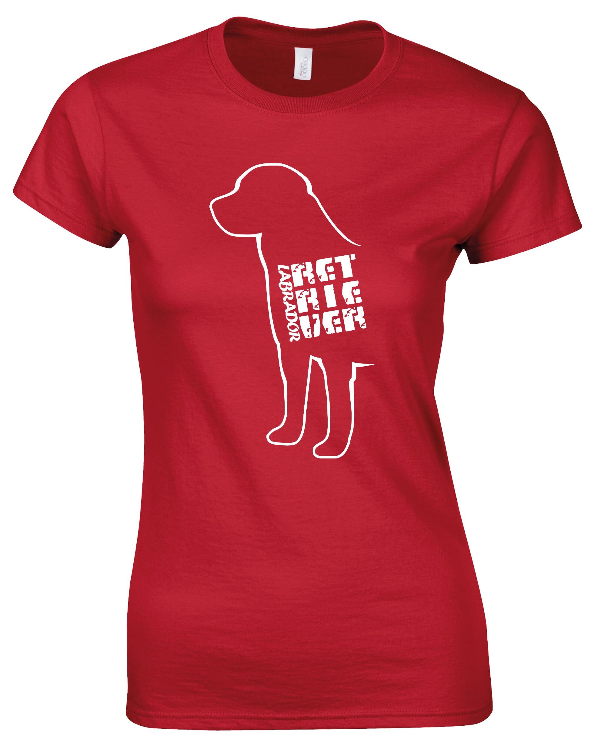 Female roundneck T-shirt featuring exclusive Labrador Retriever artwork, crafted from soft premium cotton with a flattering feminine fit and a classic neckline.