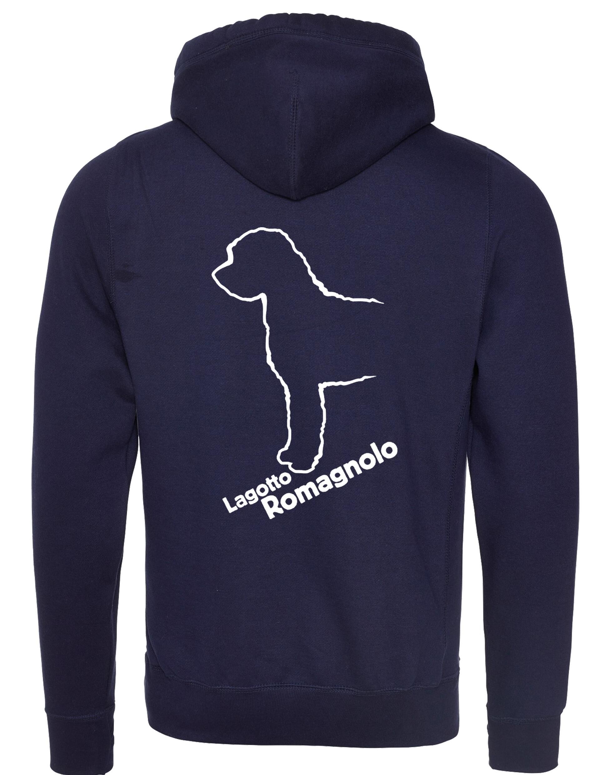 Lagotto Romagnolo Crossneck Hoodie featuring exclusive breed artwork, cosy fleece interior, and a practical kangaroo pocket.