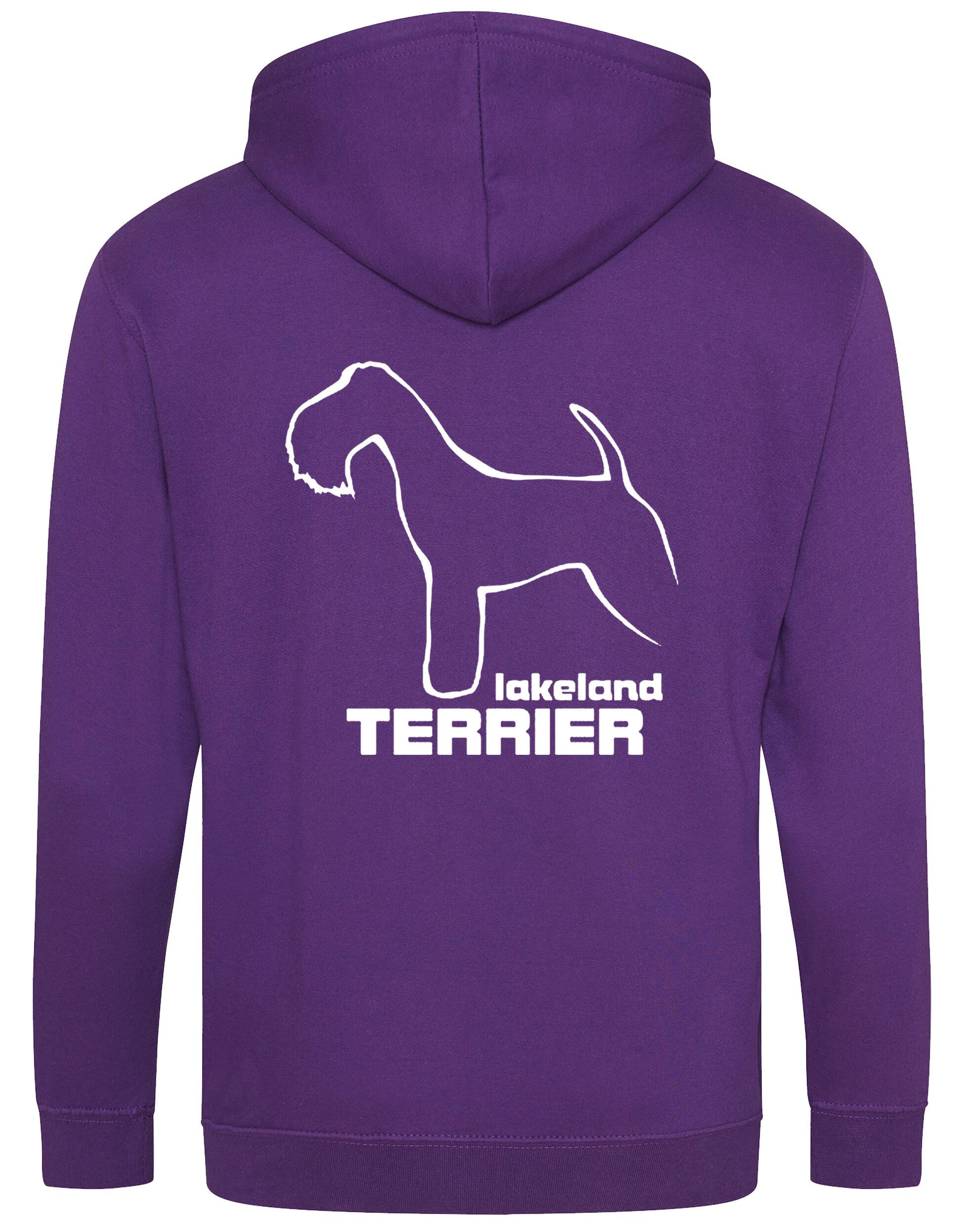 Stylish Lakeland Terrier zipped hoodie with exclusive breed artwork and personalisation options.