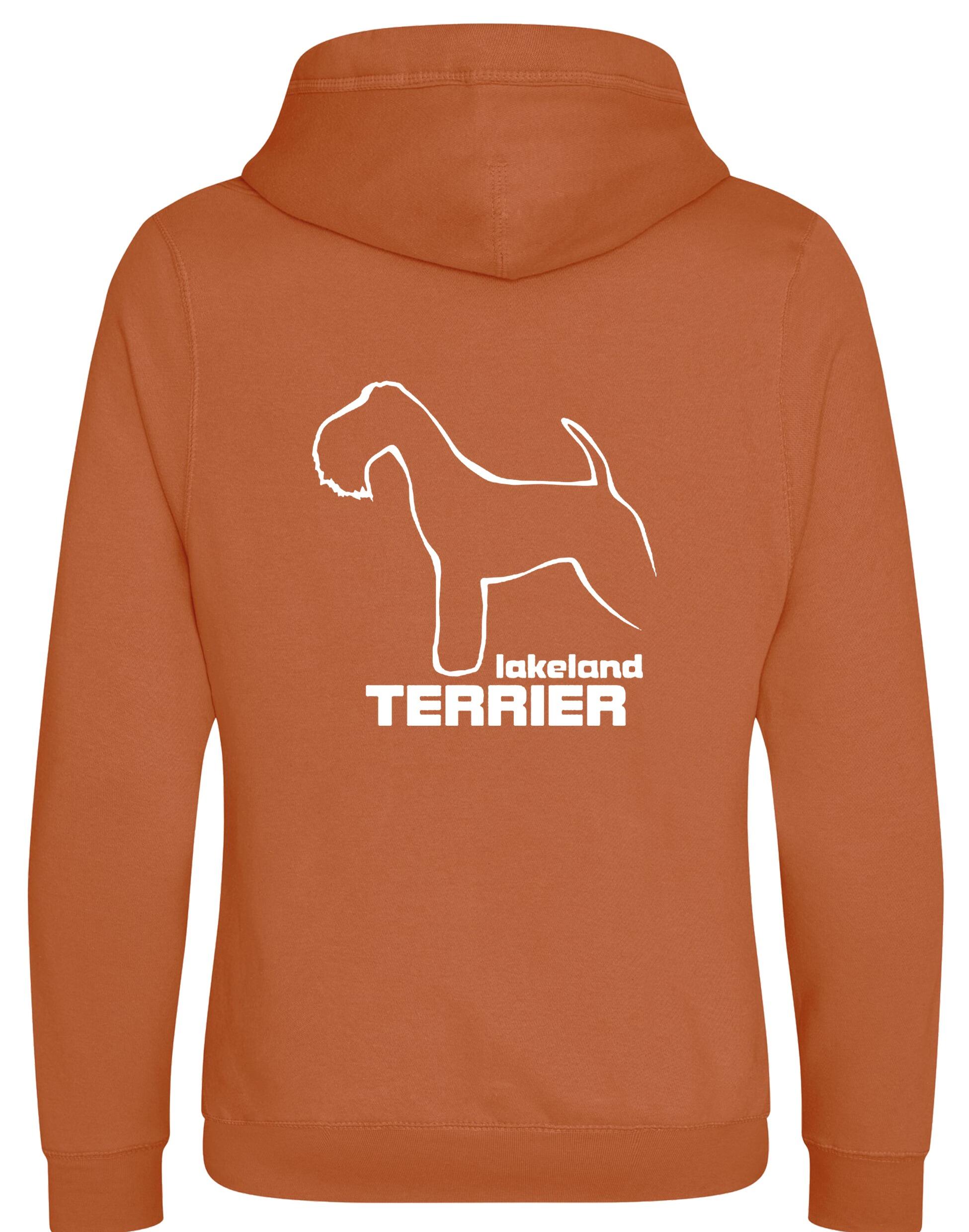 Stylish Lakeland Terrier crossneck pullover hoodie with exclusive breed artwork and cosy fleece interior.