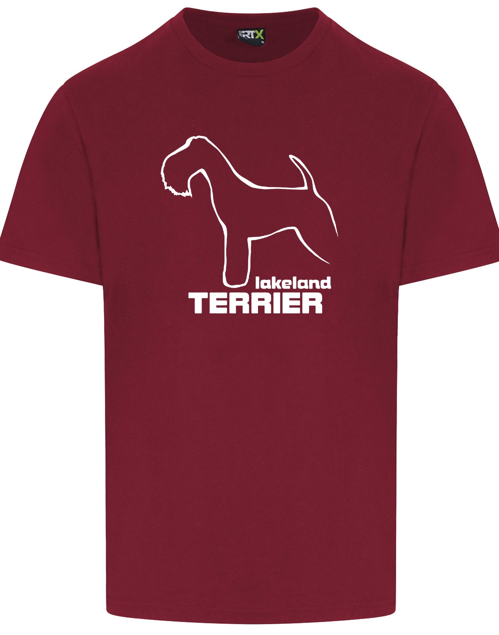 Unisex roundneck T-shirt featuring an exclusive Lakeland Terrier design in premium cotton fabric.