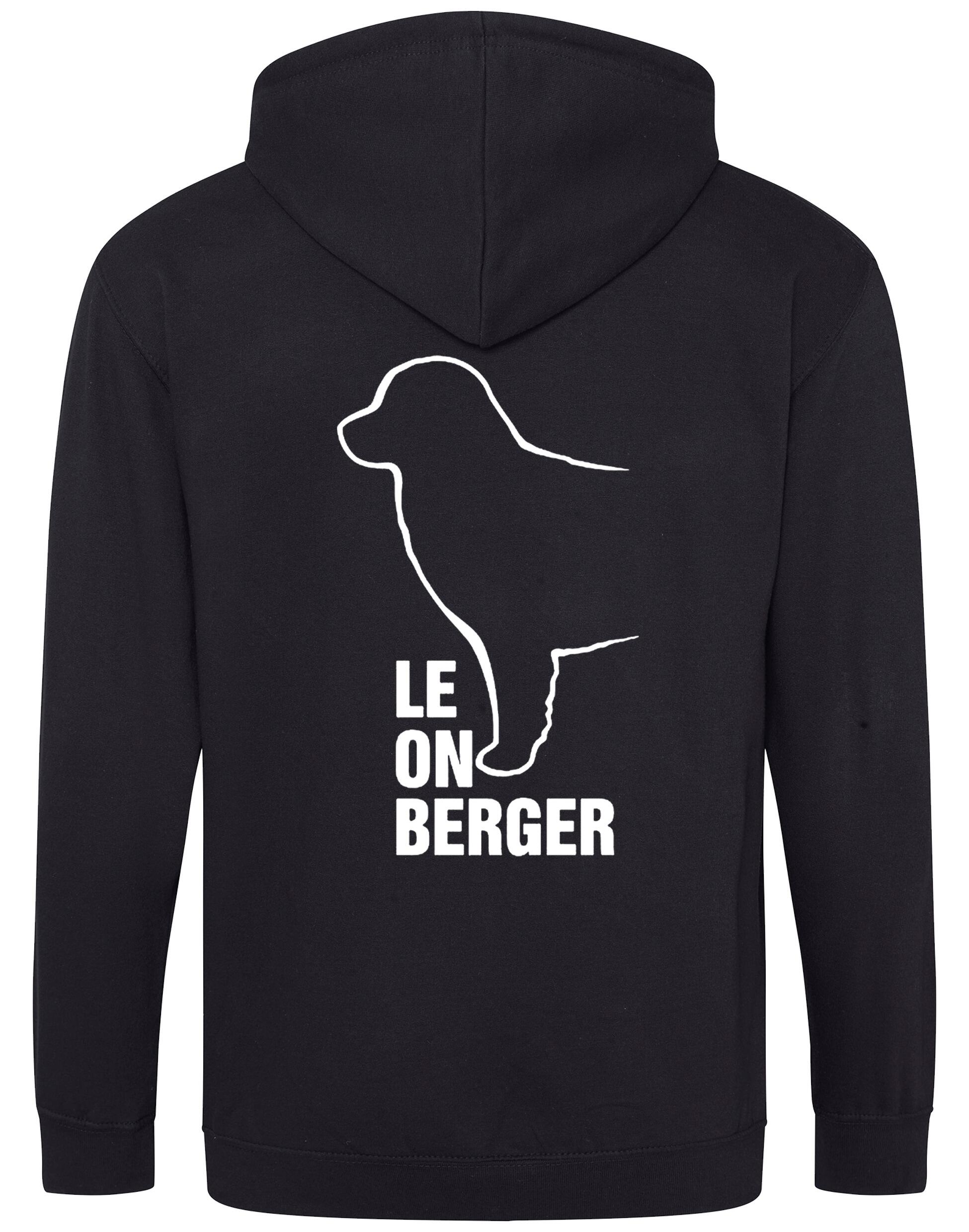 Leonberger zipped hoodie with exclusive breed artwork, personalised details, and practical full-zip design.