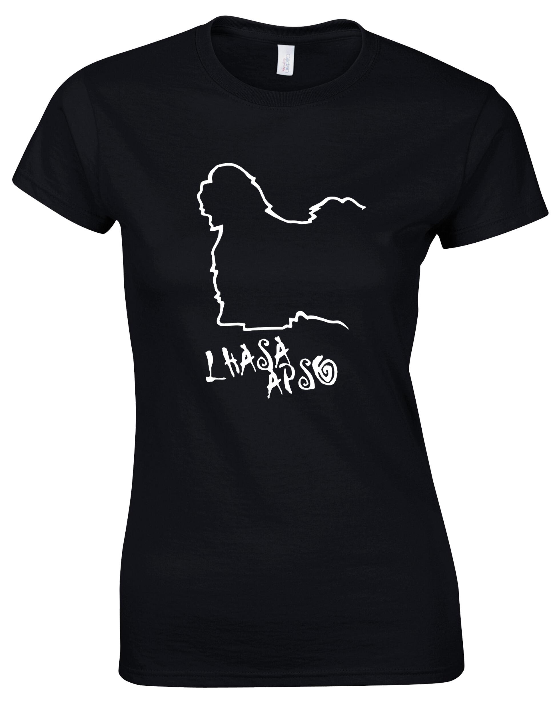 Lhasa Apso Female Roundneck T-shirt with stylish breed design and soft breathable cotton fabric.