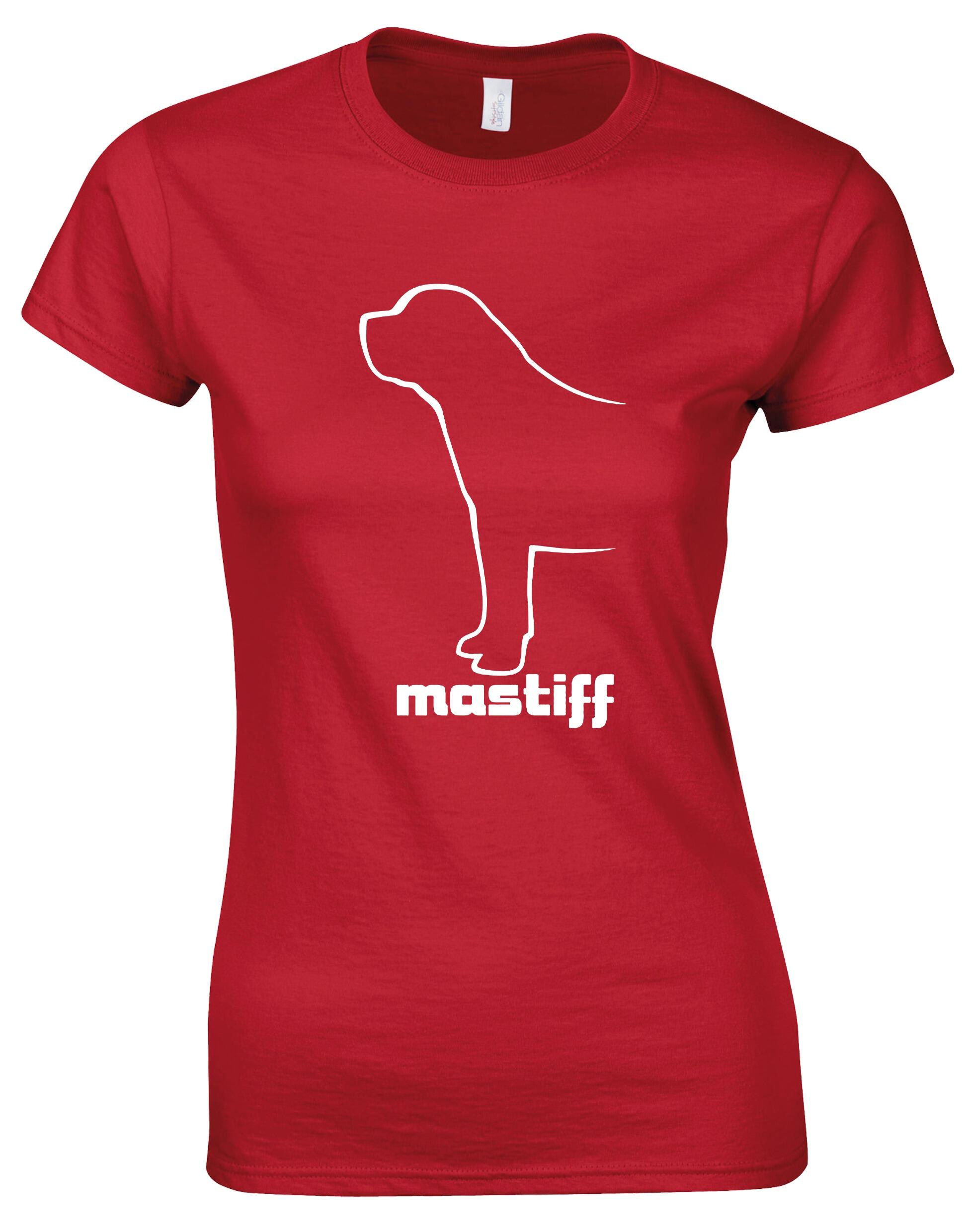 Mastiff Female Roundneck T-shirt featuring exclusive breed artwork and a flattering fit for dog lovers.