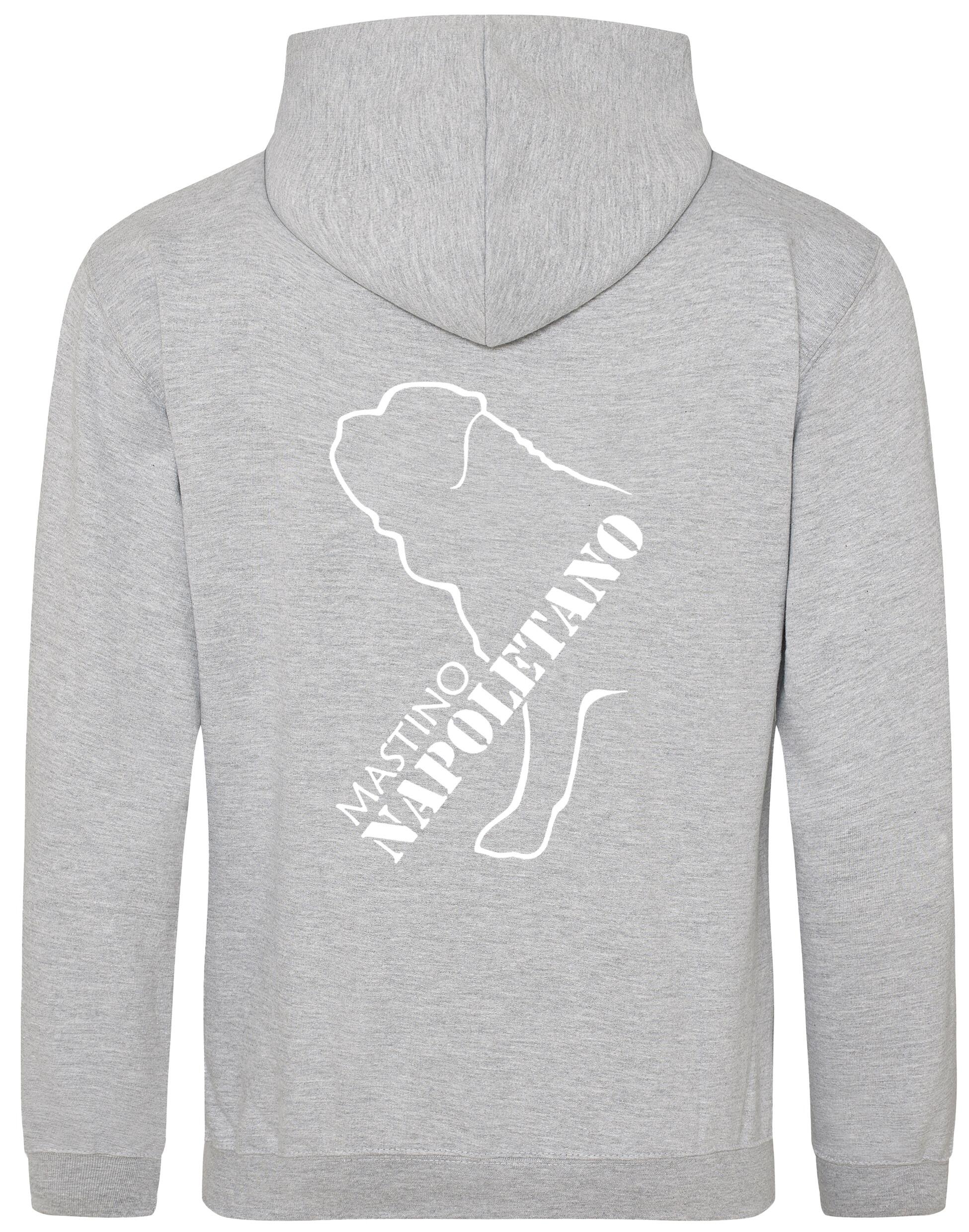 Mastino Napoletano Pullover Hoodie featuring exclusive breed artwork, brushed fleece lining, and customisation options for stylish comfort and practicality.