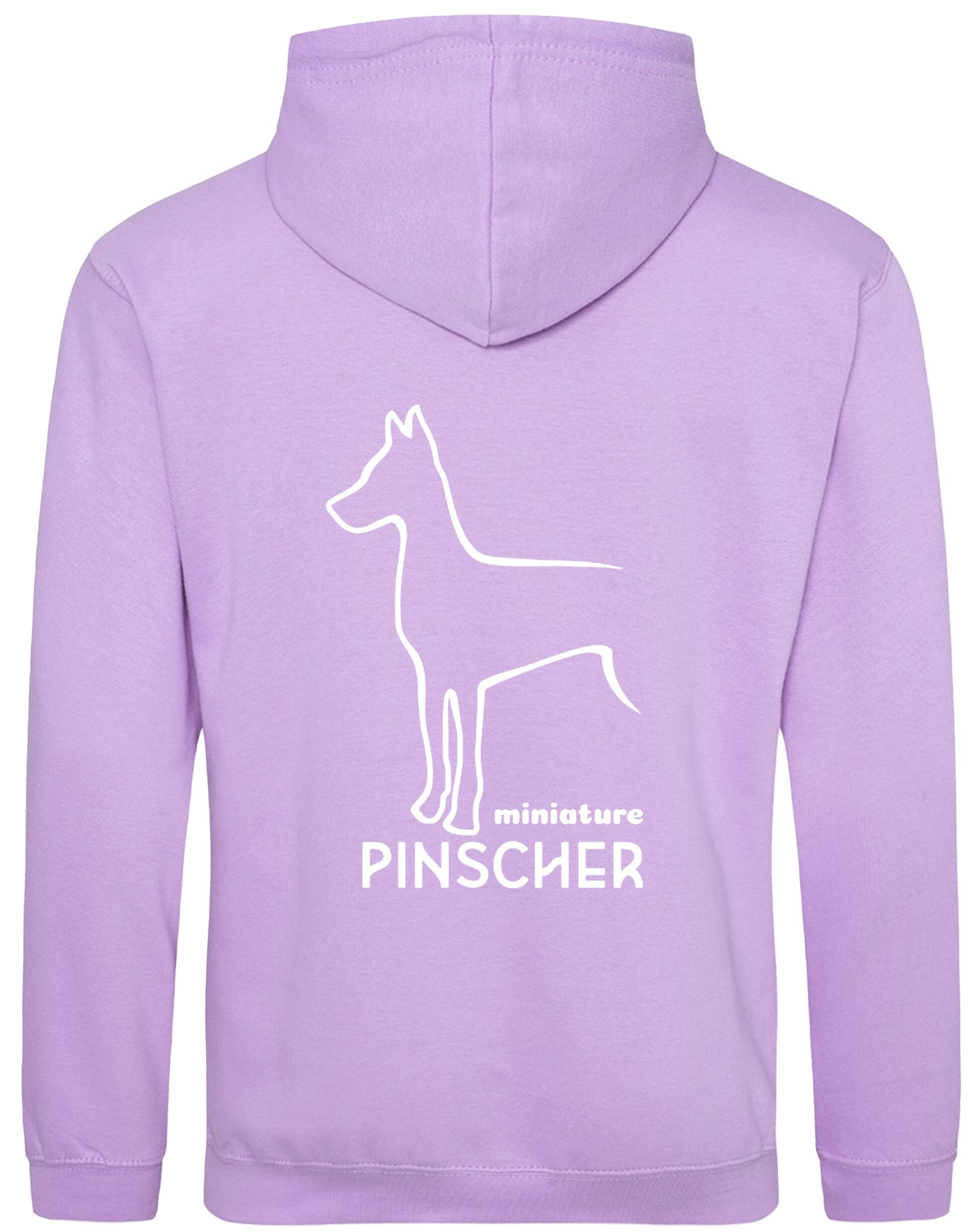Miniature Pinscher Pullover Hoodie with fleece lining, exclusive breed artwork, and personalisation options for stylish comfort.