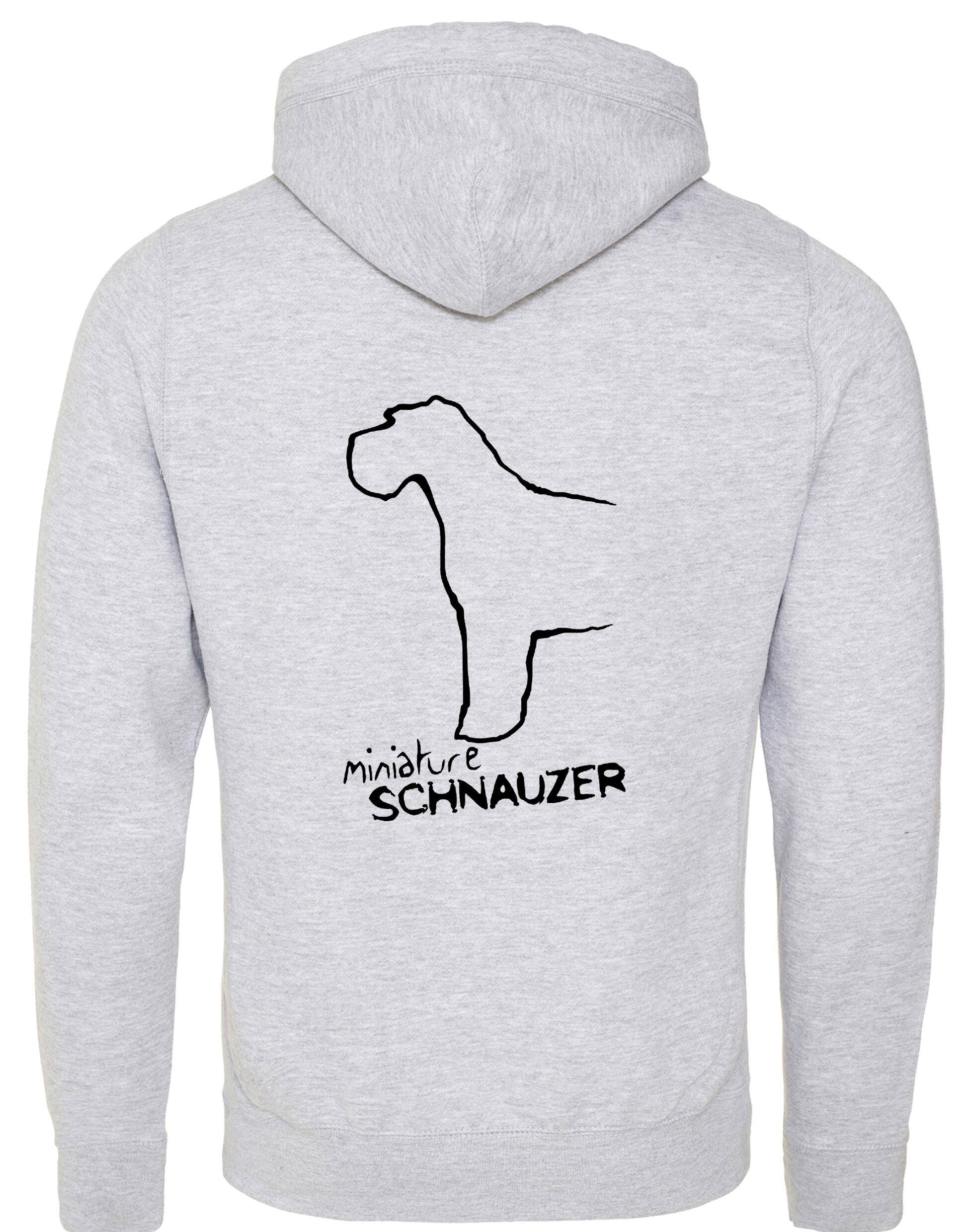 Miniature Schnauzer Crossneck Pullover Hoodie with exclusive breed artwork, modern design, and cosy fleece lining for dog lovers.