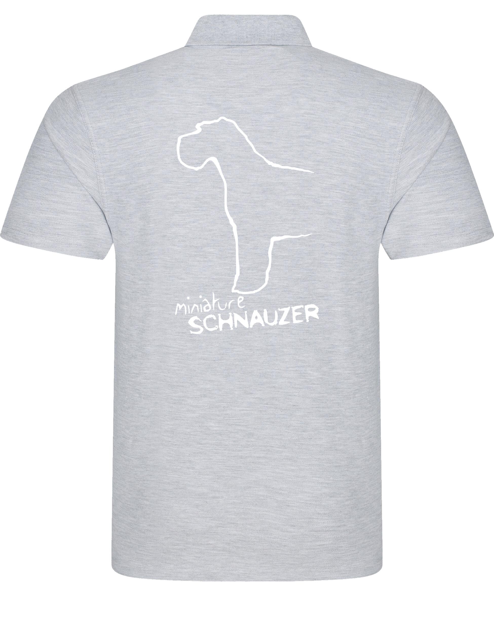 Miniature Schnauzer Unisex Cotton Polo featuring exclusive breed artwork, breathable cotton fabric, and a relaxed fit for comfort and style.