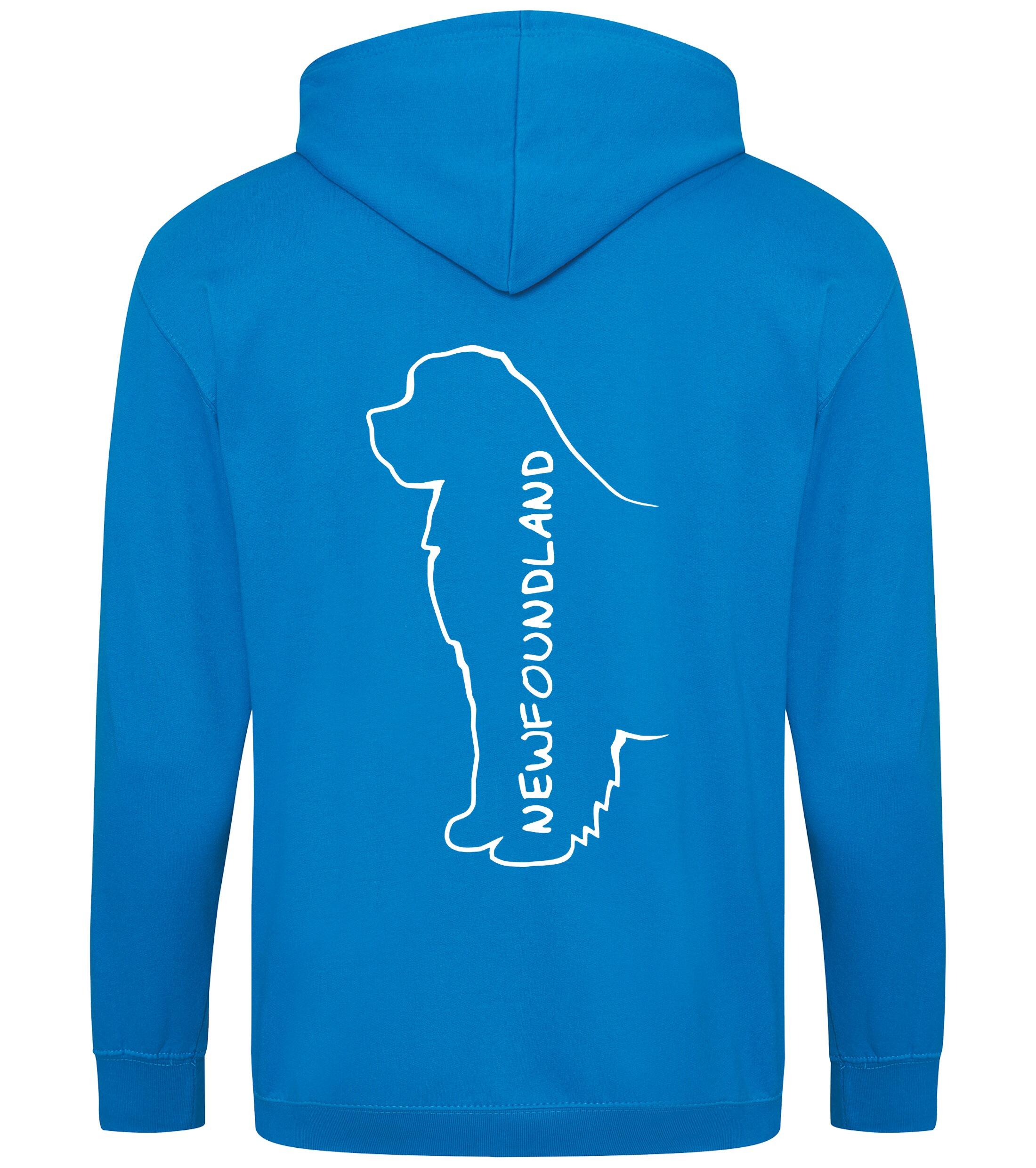 Newfoundland Zipped Hoodie featuring exclusive breed artwork, full-zip design, and customisable details, crafted from durable heavy-blend fabric with a cosy brushed fleece interior.