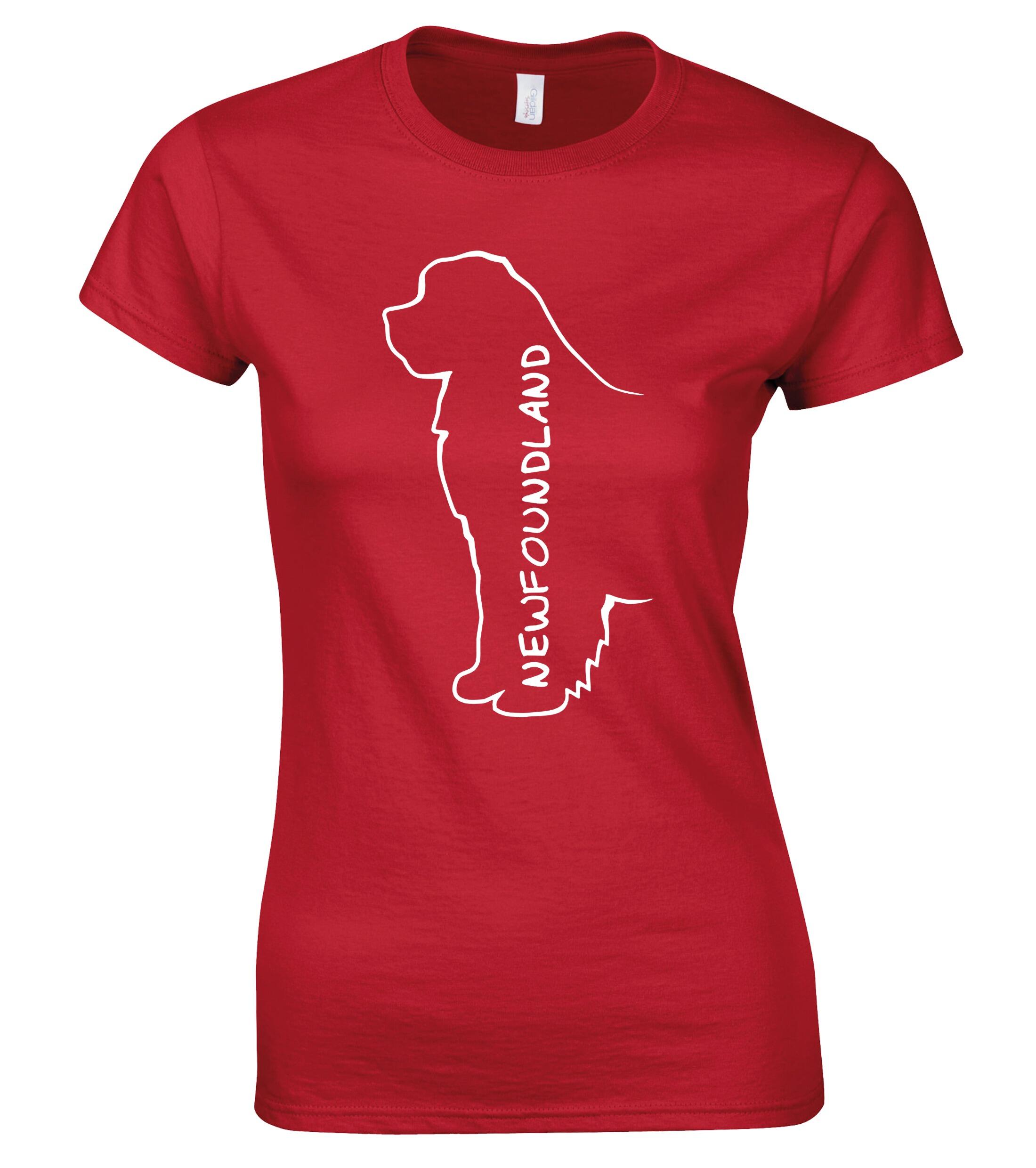 Female Roundneck T-shirt with exclusive Newfoundland breed design, made from soft premium cotton for breathable, all-day comfort, tailored for a flattering fit perfect for dog lovers and casual outings.