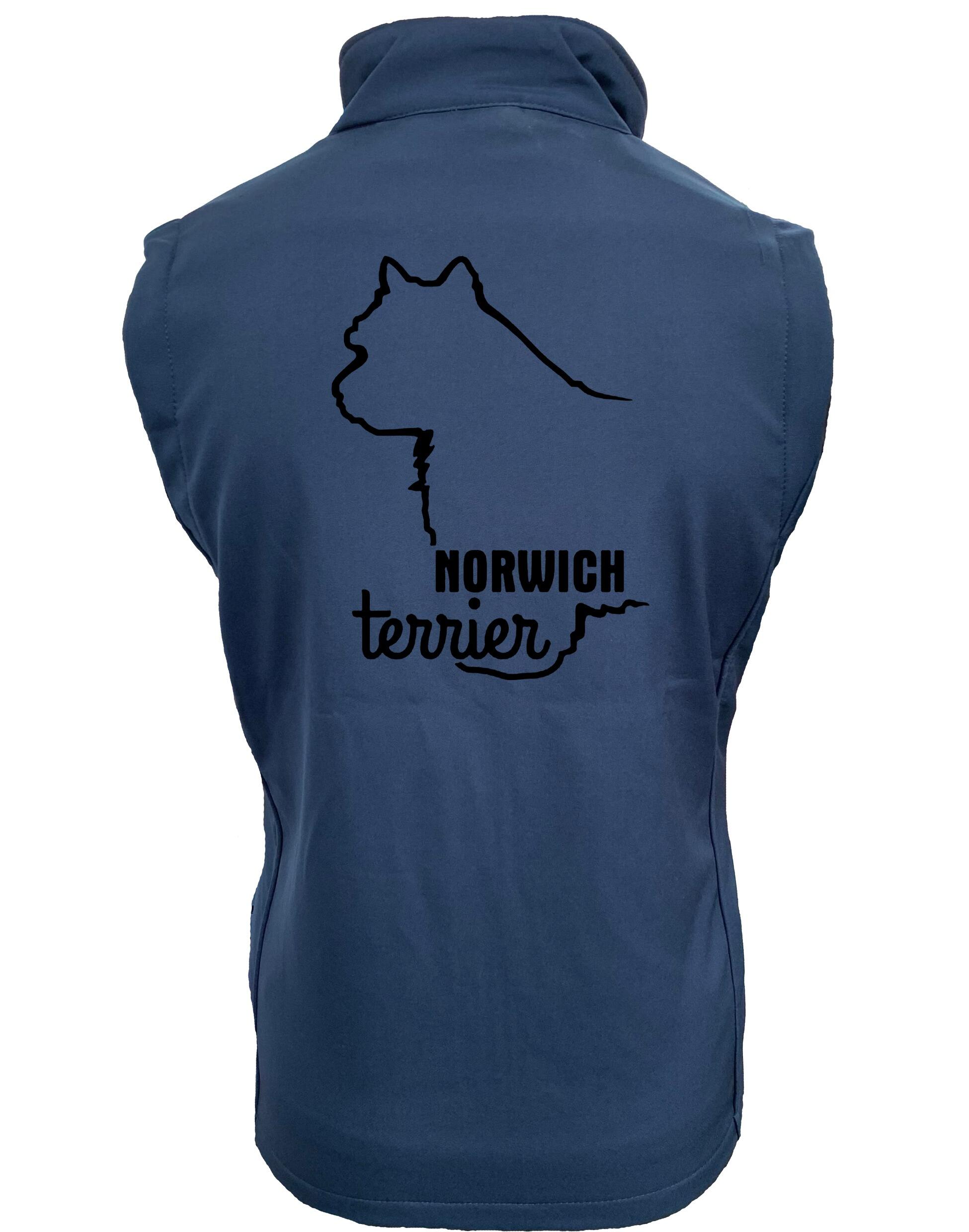 Norwich Terrier Women’s Softshell Gilet featuring exclusive breed artwork, water-resistant fabric, fleece lining, and a tailored feminine fit. Perfect for dog shows, countryside walks, and everyday wear for Norwich Terrier owners.
