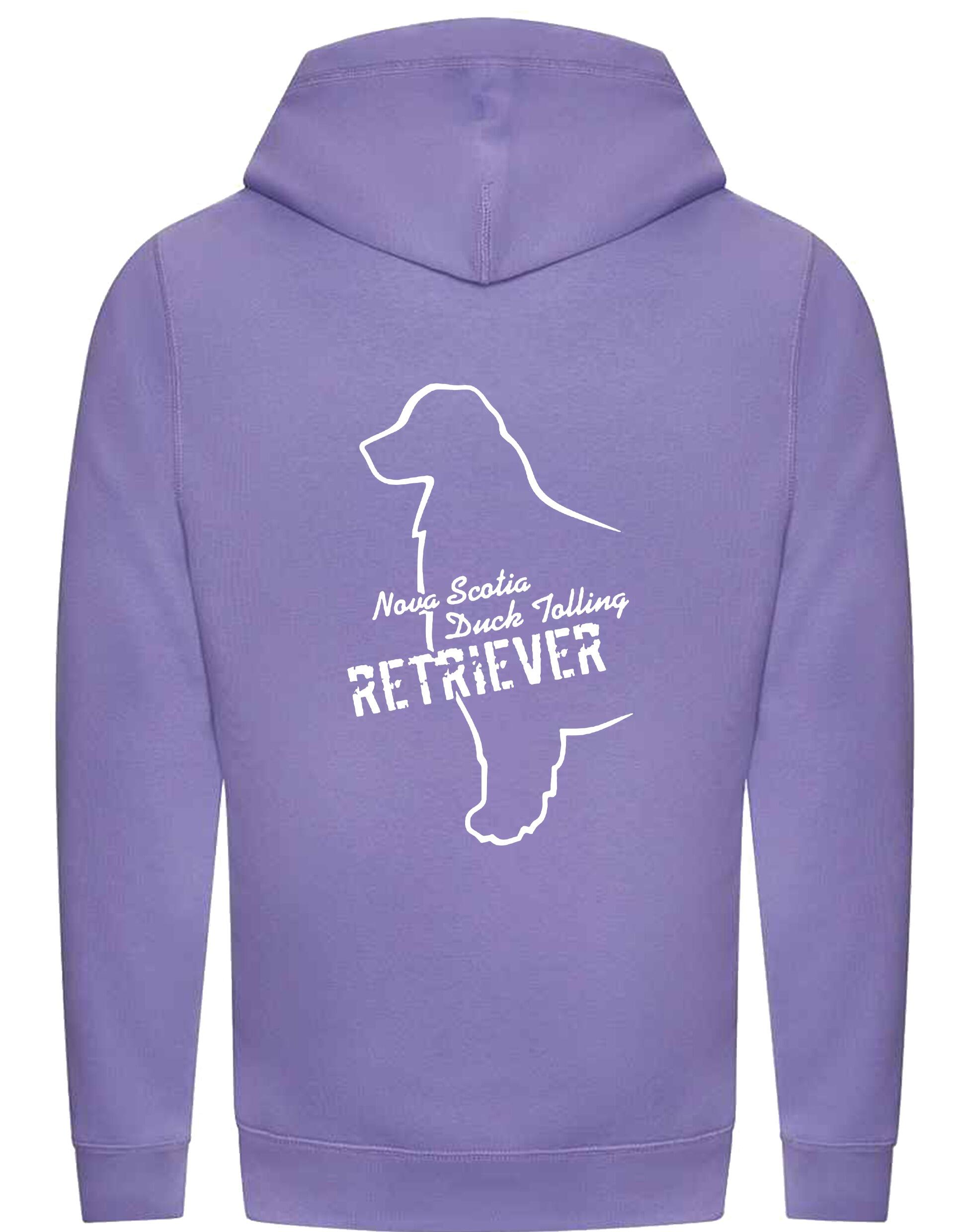 Nova Scotia Duck Tolling Retriever crossneck pullover hoodie featuring a detailed breed design on the back. Soft and breathable heavy-blend fabric with a cozy fleece lining, spacious kangaroo pocket, and ribbed cuffs for a stylish and functional fit. Perfect for dog lovers, outdoor adventures, and everyday wear.