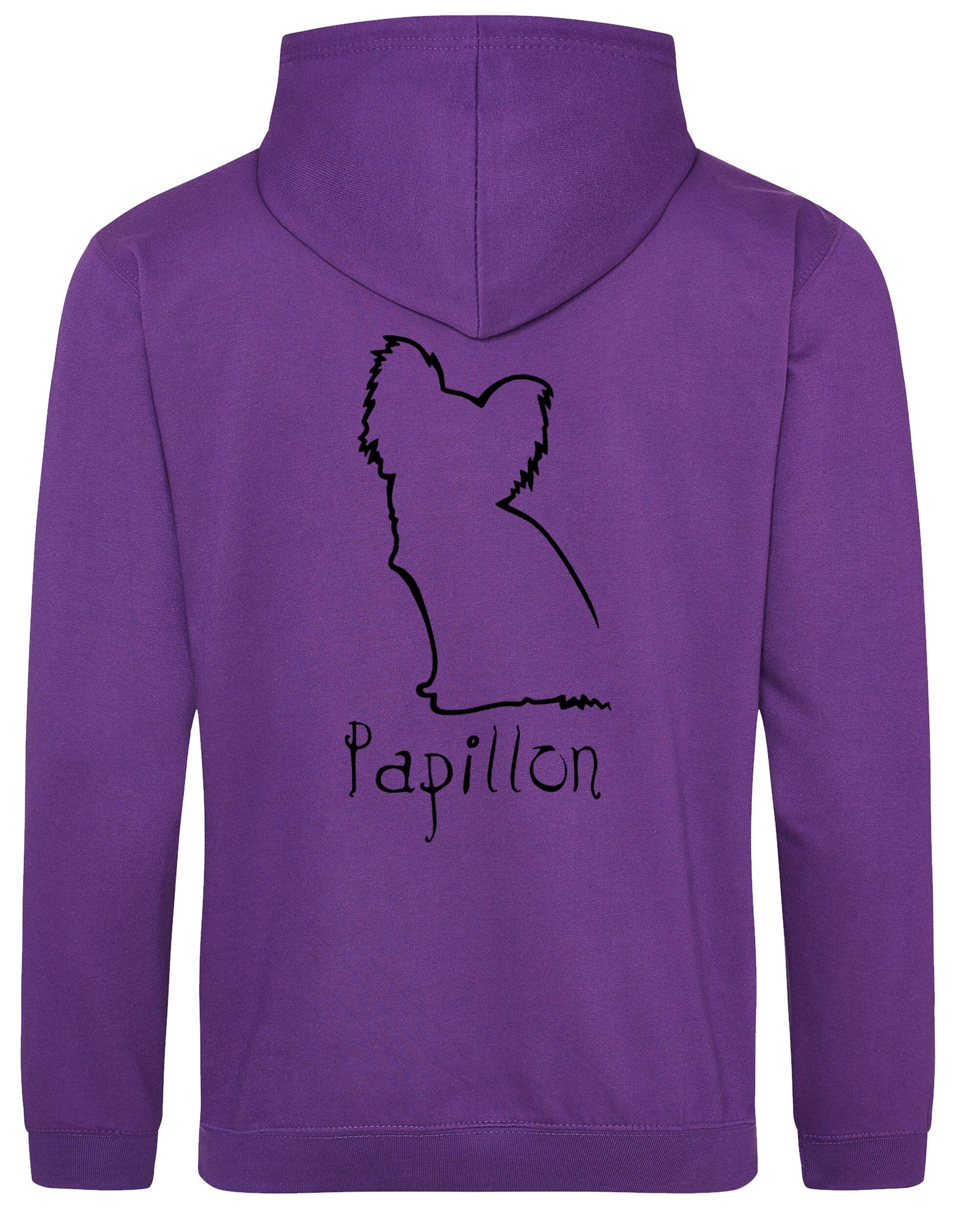Papillon Pullover Hoodie – fleece-lined, soft, stylish, and personalized with breed artwork. A must-have hoodie for Papillon lovers.