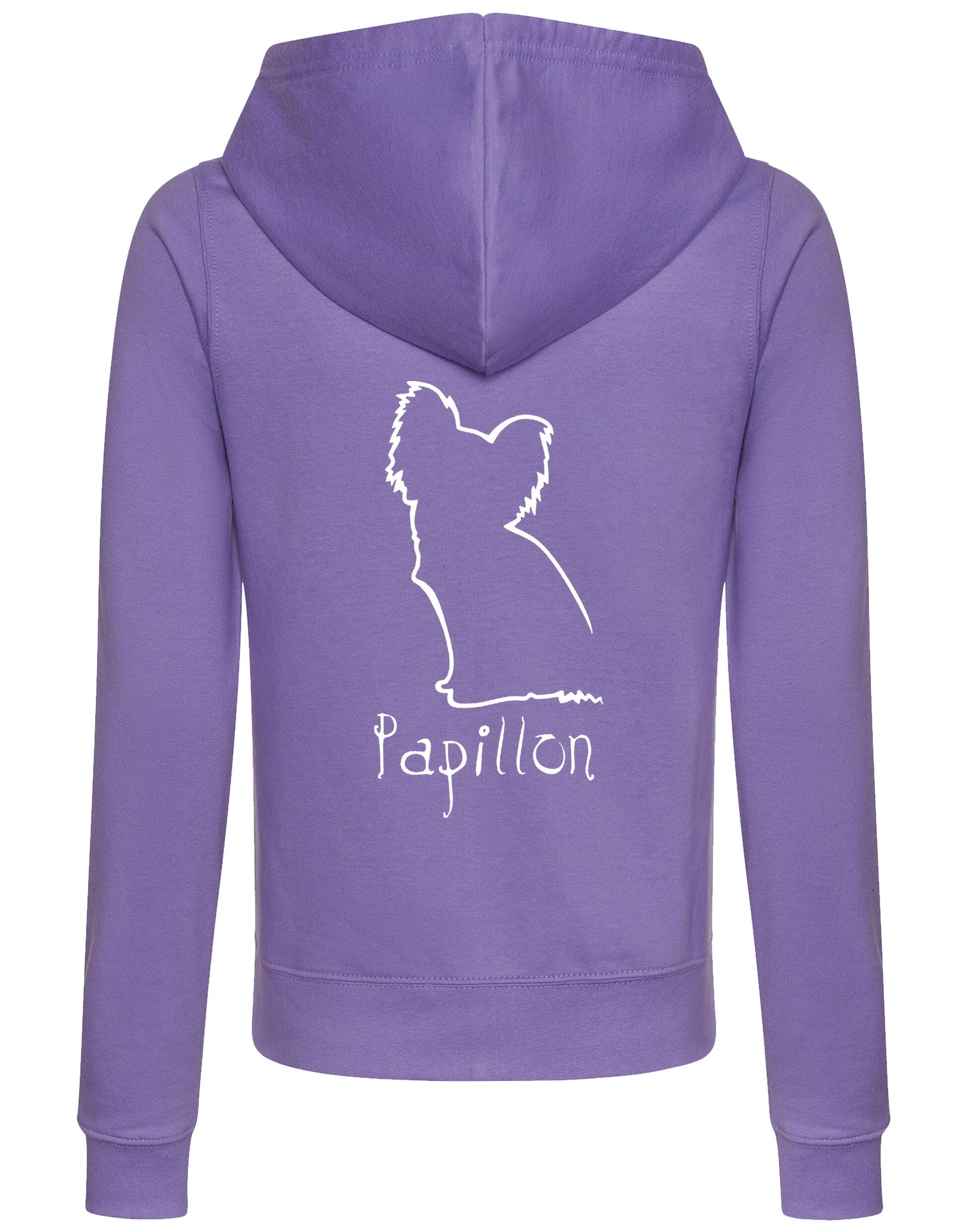 Papillon Women’s Zipped Hoodie – soft, breathable, stylish hoodie featuring an exclusive breed design. Perfect for Papillon lovers and dog owners.