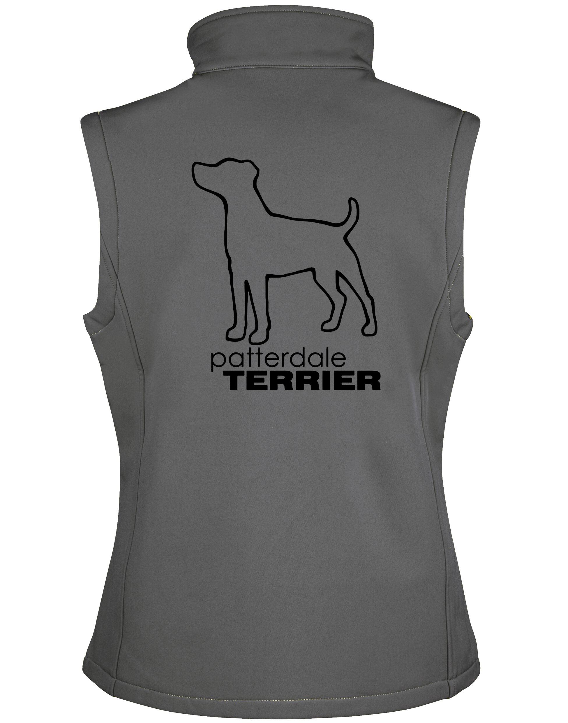 Patterdale Terrier Women’s Softshell Gilet – water-resistant fleece-lined gilet with exclusive breed artwork. Ideal for dog lovers and outdoor enthusiasts!