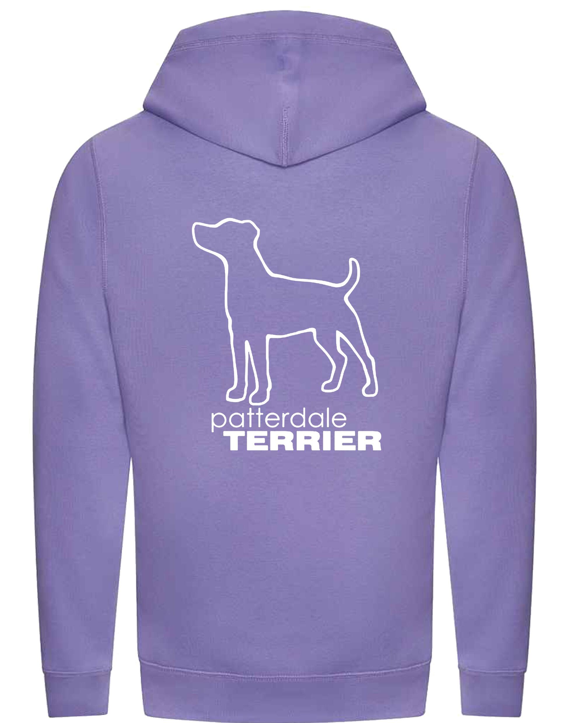 Patterdale Terrier Crossneck Pullover Hoodie – high-quality, heavy-blend hoodie with a unique crossneck design, exclusive breed artwork, kangaroo pocket, ribbed cuffs, and a fleece-lined interior for warmth and comfort.