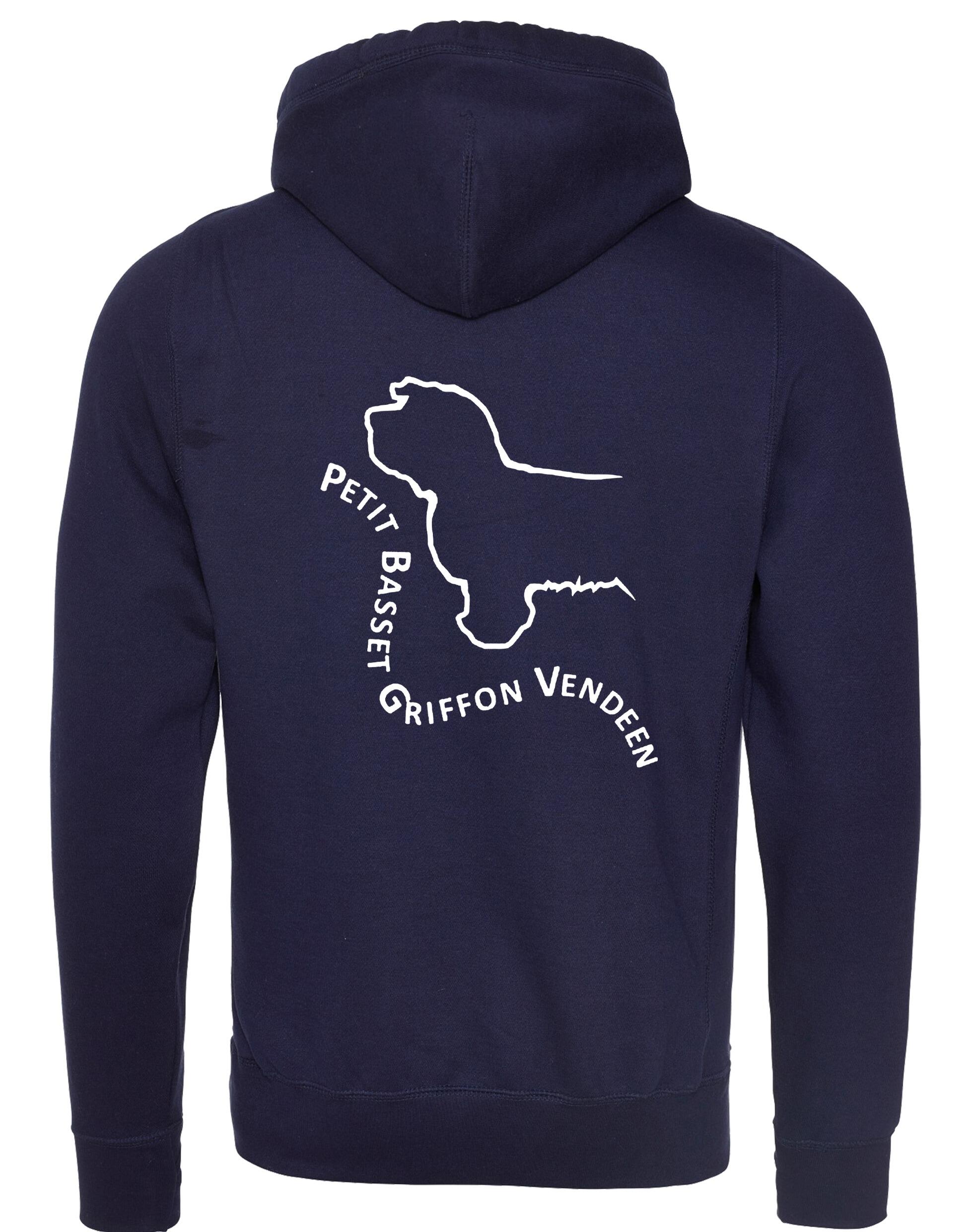 Petit Basset Griffon Vendéen Crossneck Pullover Hoodie – fleece-lined hoodie with exclusive breed artwork, crossneck hood, and kangaroo pocket for warmth and style.