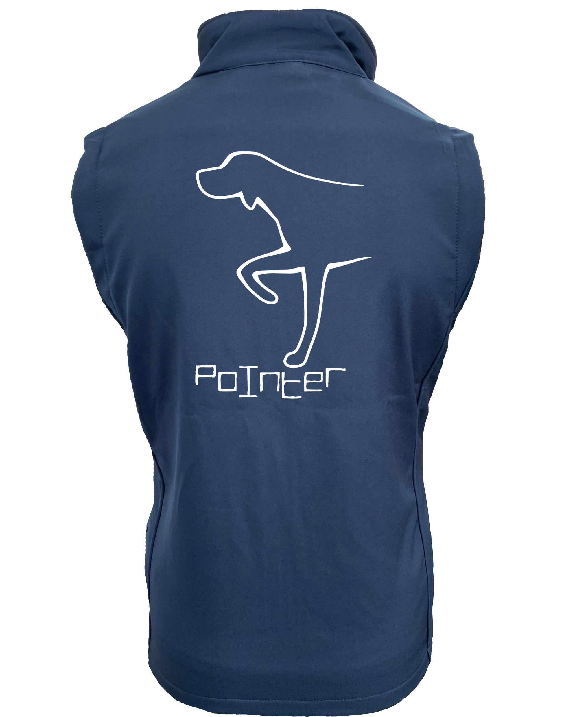 Pointer Unisex Softshell Gilet – lightweight, fleece-lined, water-resistant vest featuring exclusive Pointer artwork, designed for outdoor comfort and style, perfect for Pointer lovers.