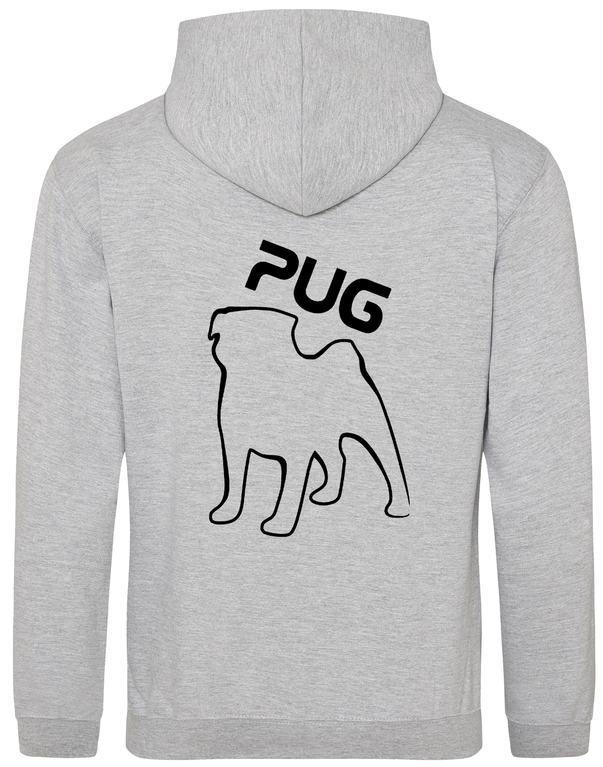 Unisex Pug (Outline) Design Pullover Hoodie featuring exclusive outline artwork, premium heavy-blend fabric with a brushed fleece interior, ribbed cuffs, a double-fabric hood, and a spacious kangaroo pocket for stylish comfort.