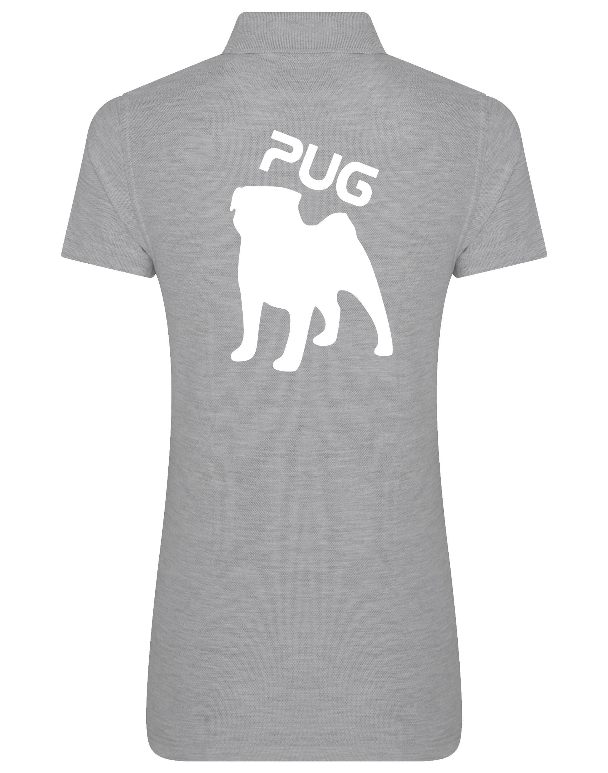 Women's Cotton Polo featuring an exclusive Pug (Silhouette) design, crafted from premium breathable cotton for all-day comfort and a flattering feminine fit, perfect for Pug enthusiasts.