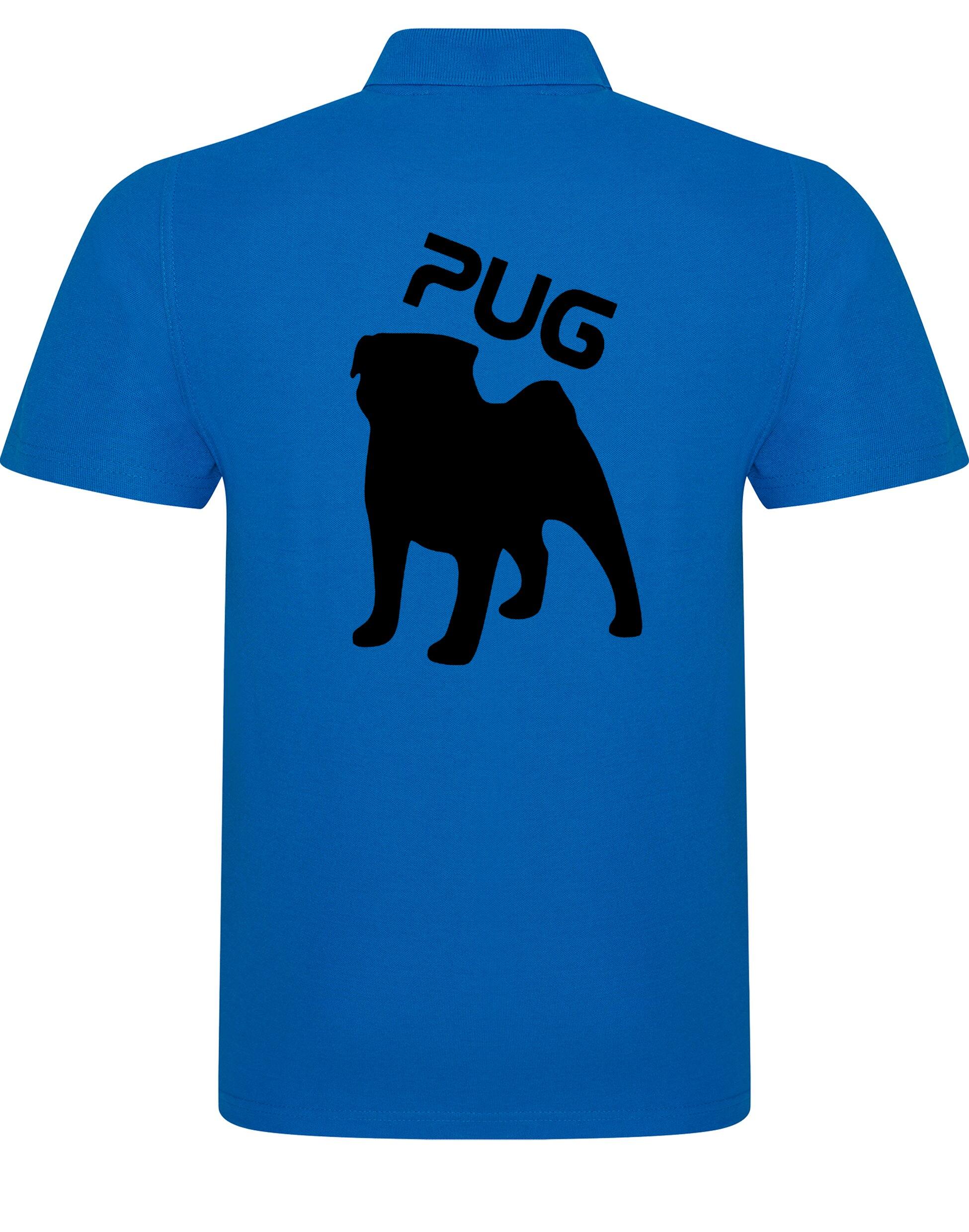 Unisex Pug (Silhouette) Cotton Polo featuring exclusive silhouette artwork, crafted from premium breathable cotton for all-day comfort and a relaxed, stylish fit, perfect for Pug enthusiasts.