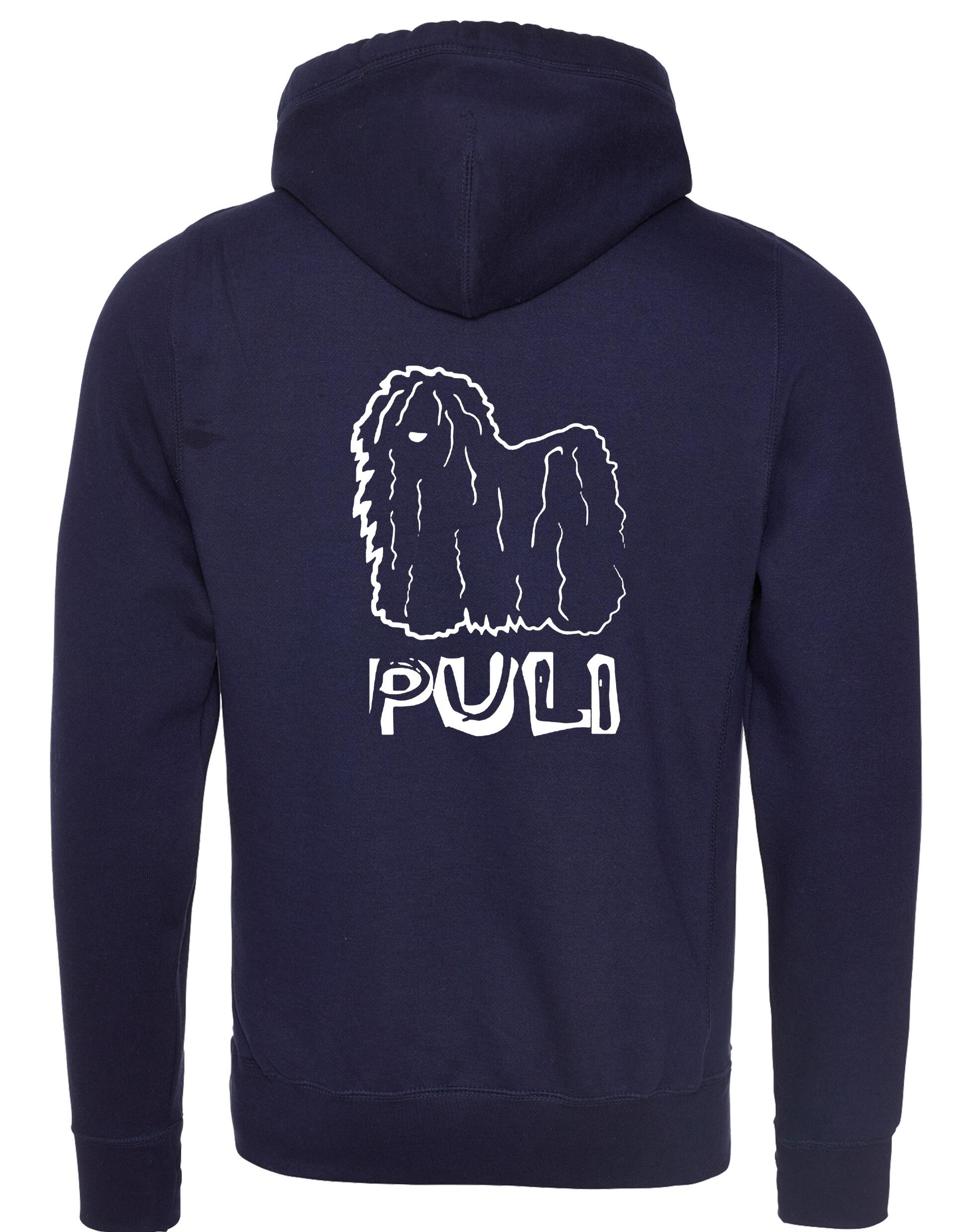 Unisex Hungarian Puli Crossneck Pullover Hoodie featuring exclusive breed artwork, crafted from premium heavy-blend fabric with a cozy brushed fleece interior, a spacious kangaroo pocket, and a modern crossneck design for stylish, comfortable outdoor wear.