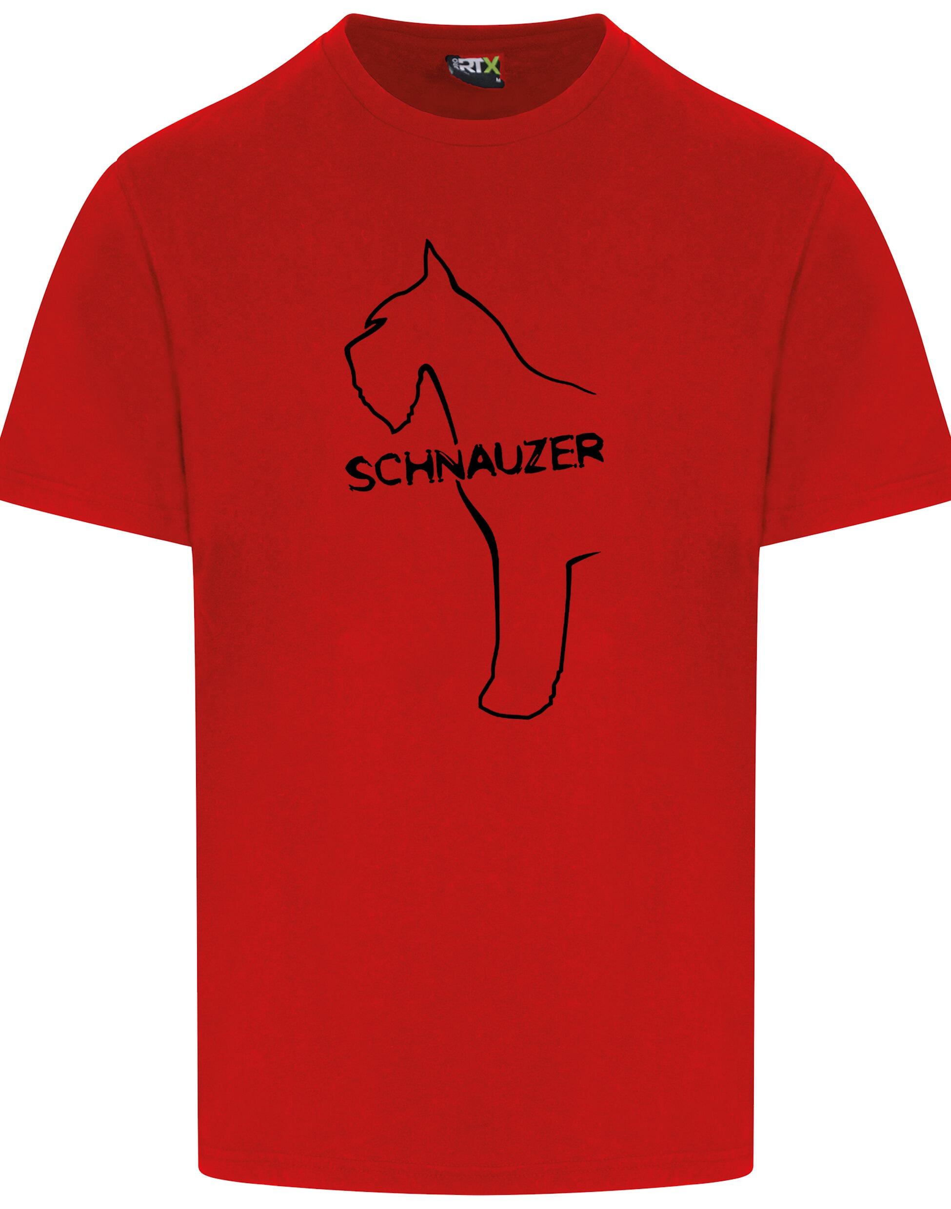 Schnauzer Unisex Roundneck T-shirt featuring exclusive breed design on the front. Soft cotton fabric with relaxed fit, perfect for Schnauzer dog lovers.