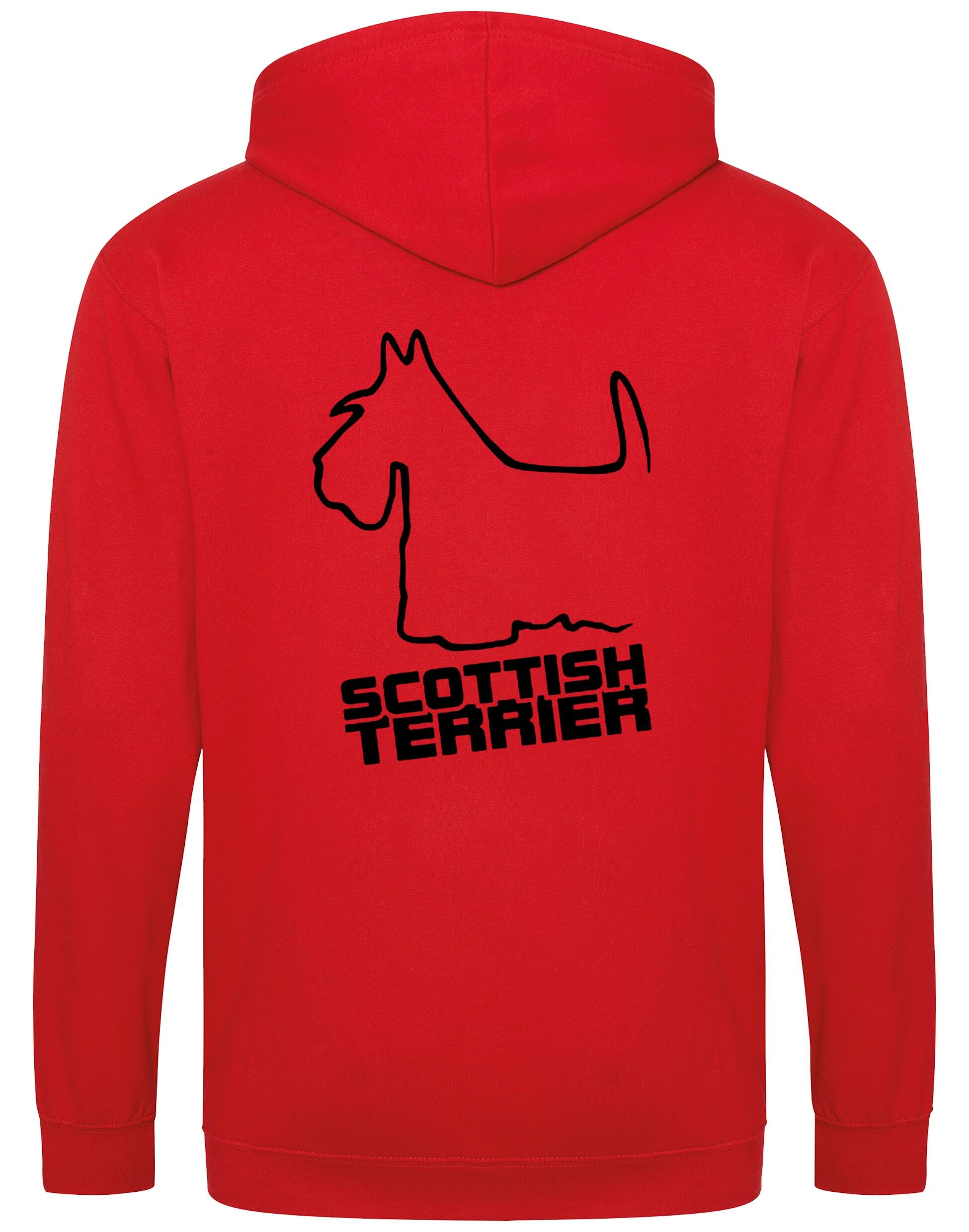 Scottish Terrier Zipped Hoodie with exclusive breed artwork, full-zip design, fleece lining, and customizable options.