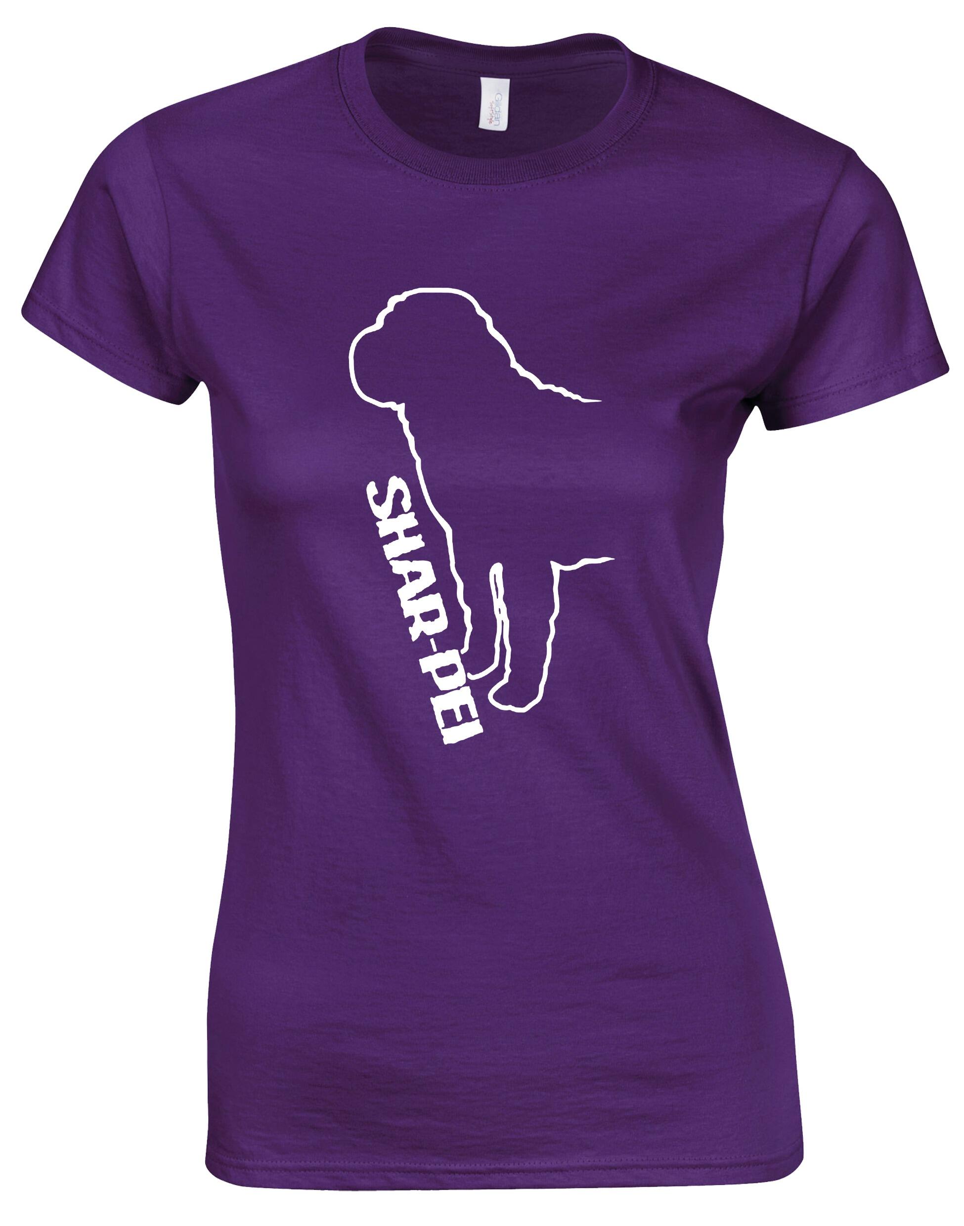 Female Roundneck T-shirt featuring an exclusive Shar Pei graphic design.