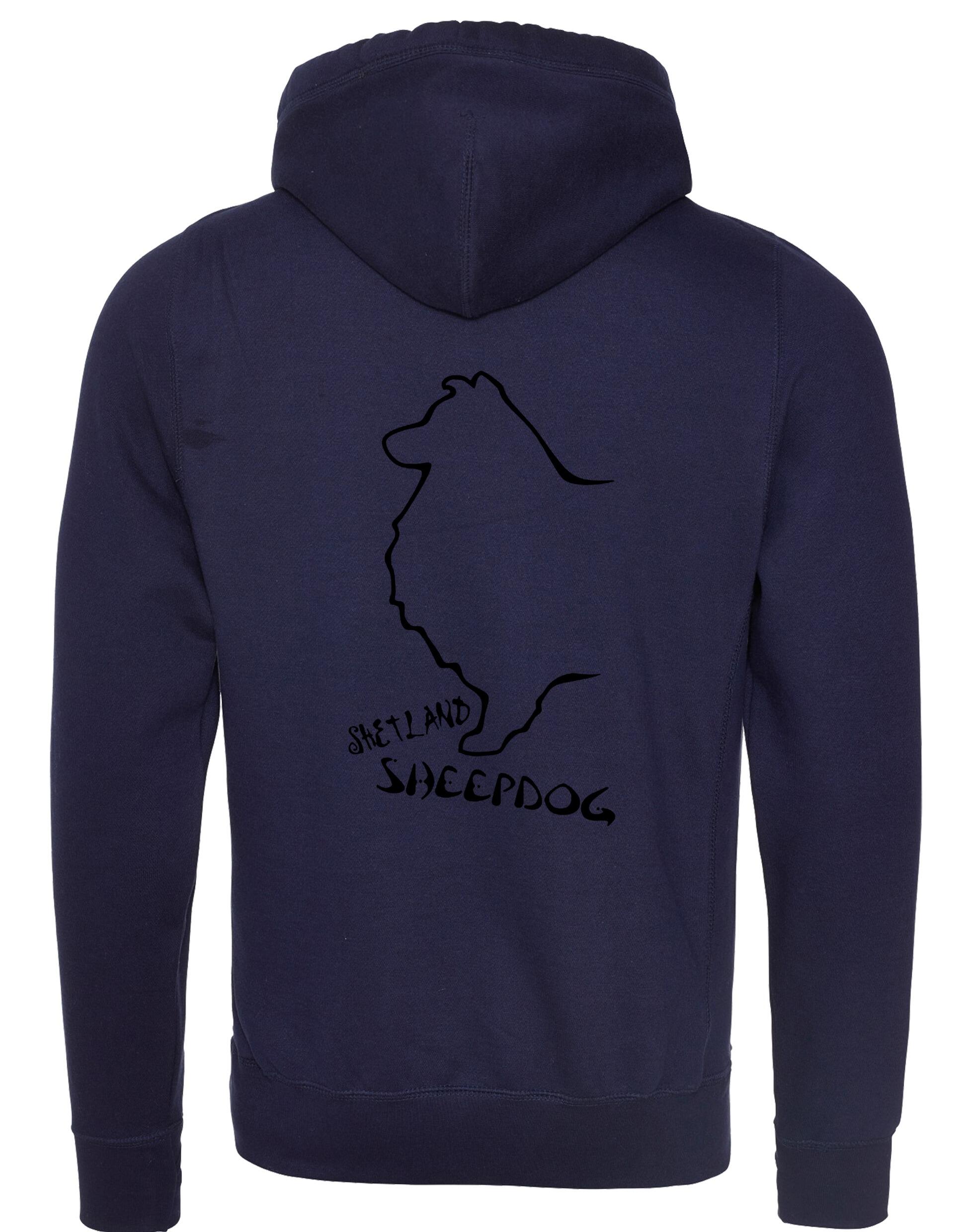 Unisex Crossneck Pullover Hoodie featuring exclusive Shetland Sheepdog graphic design.