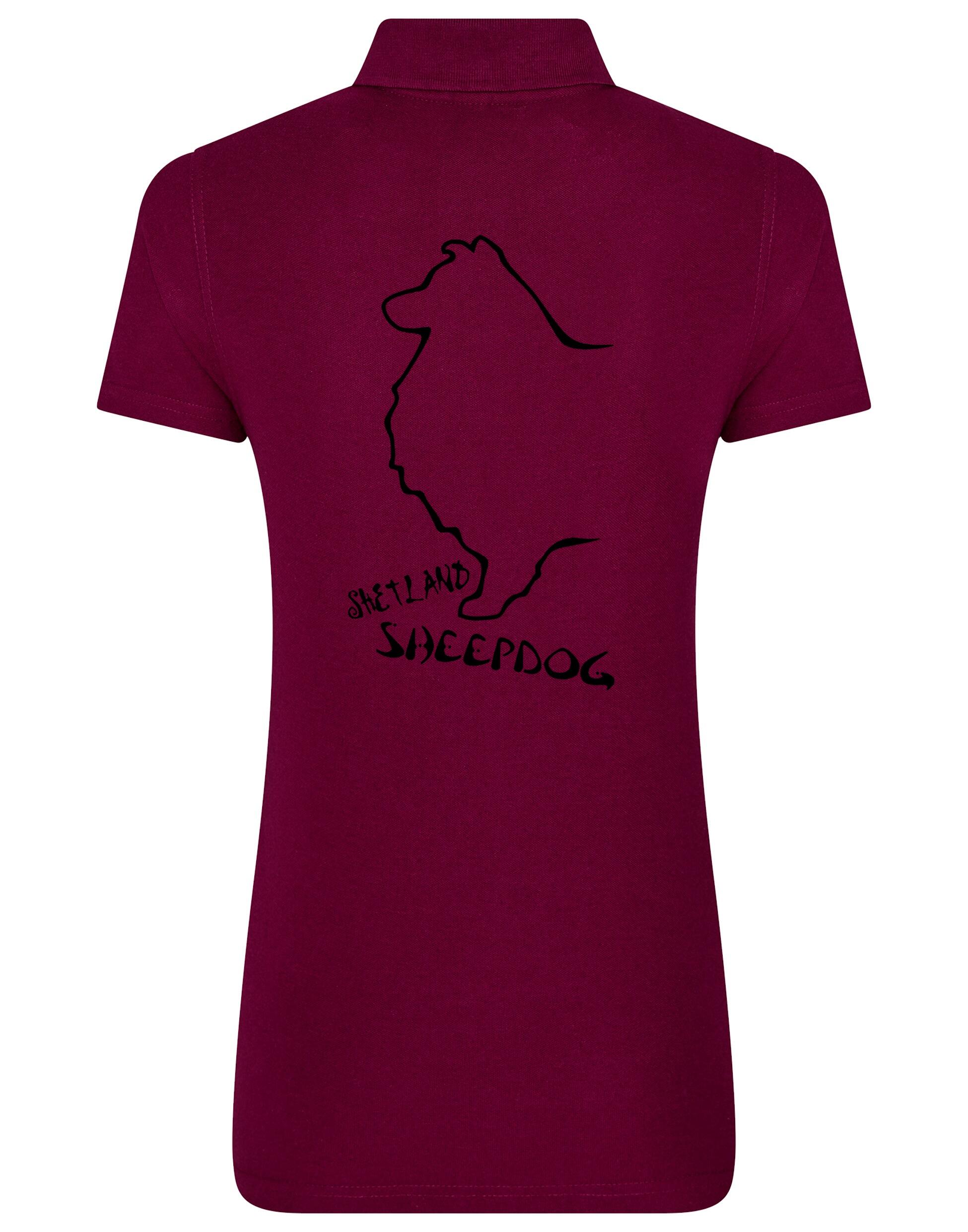 Women’s Cotton Polo featuring exclusive Shetland Sheepdog artwork on the back