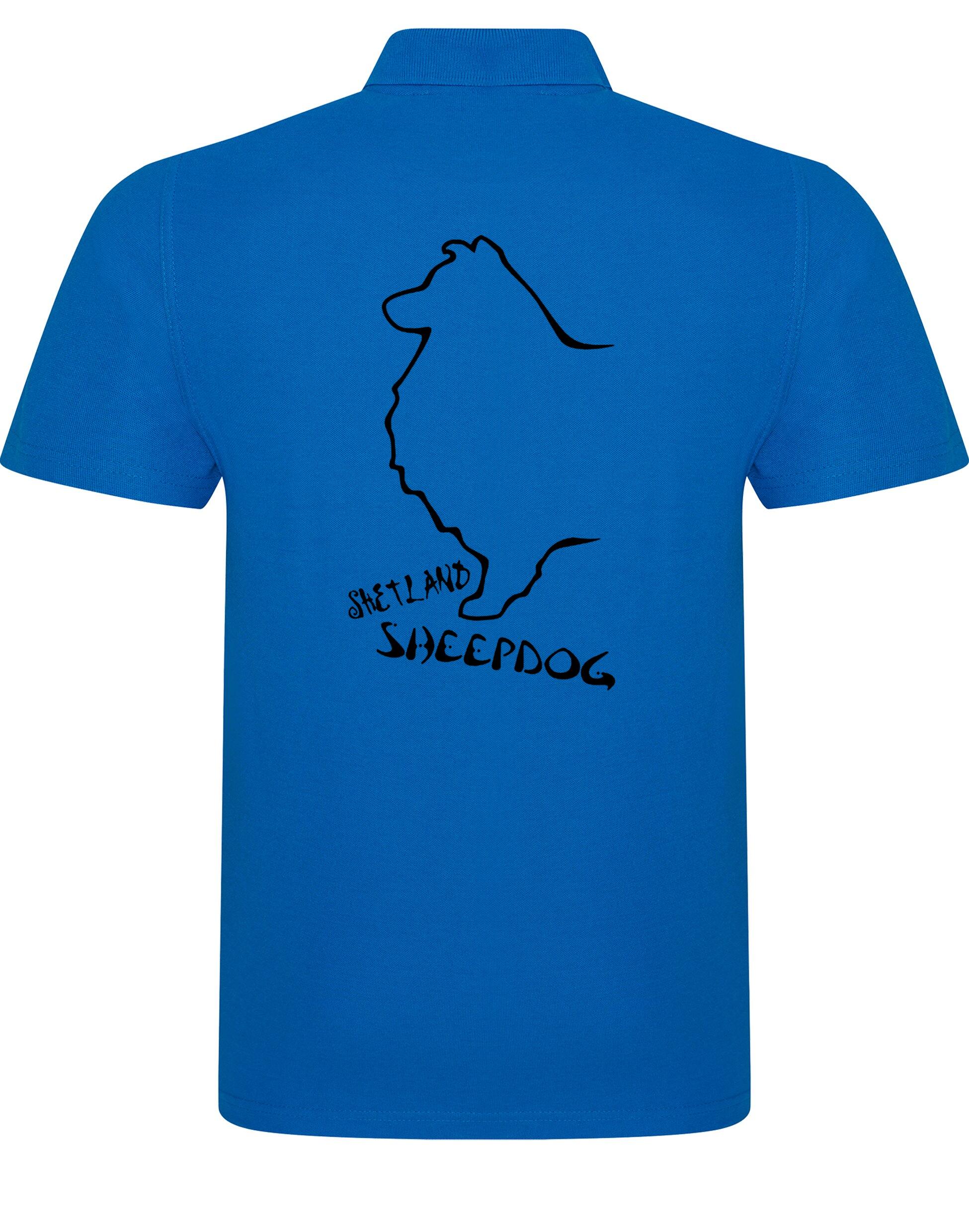 Unisex Cotton Polo featuring exclusive Shetland Sheepdog artwork on the back