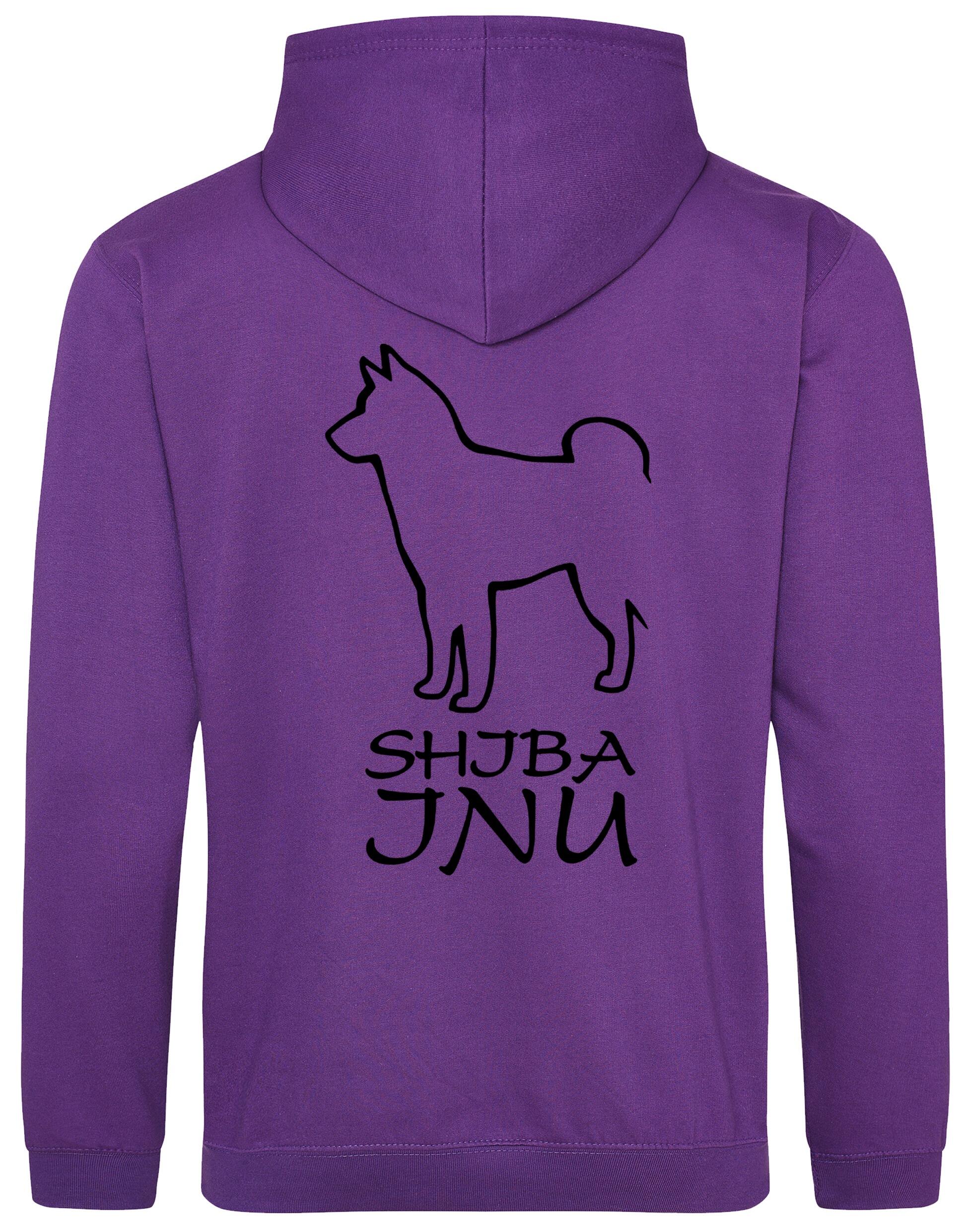 Heavy-blend pullover hoodie with exclusive Shiba Inu artwork on the back and paw prints on the front, featuring a kangaroo pouch pocket and double-fabric hood – ideal for dog lovers seeking comfort, warmth, and breed pride.
